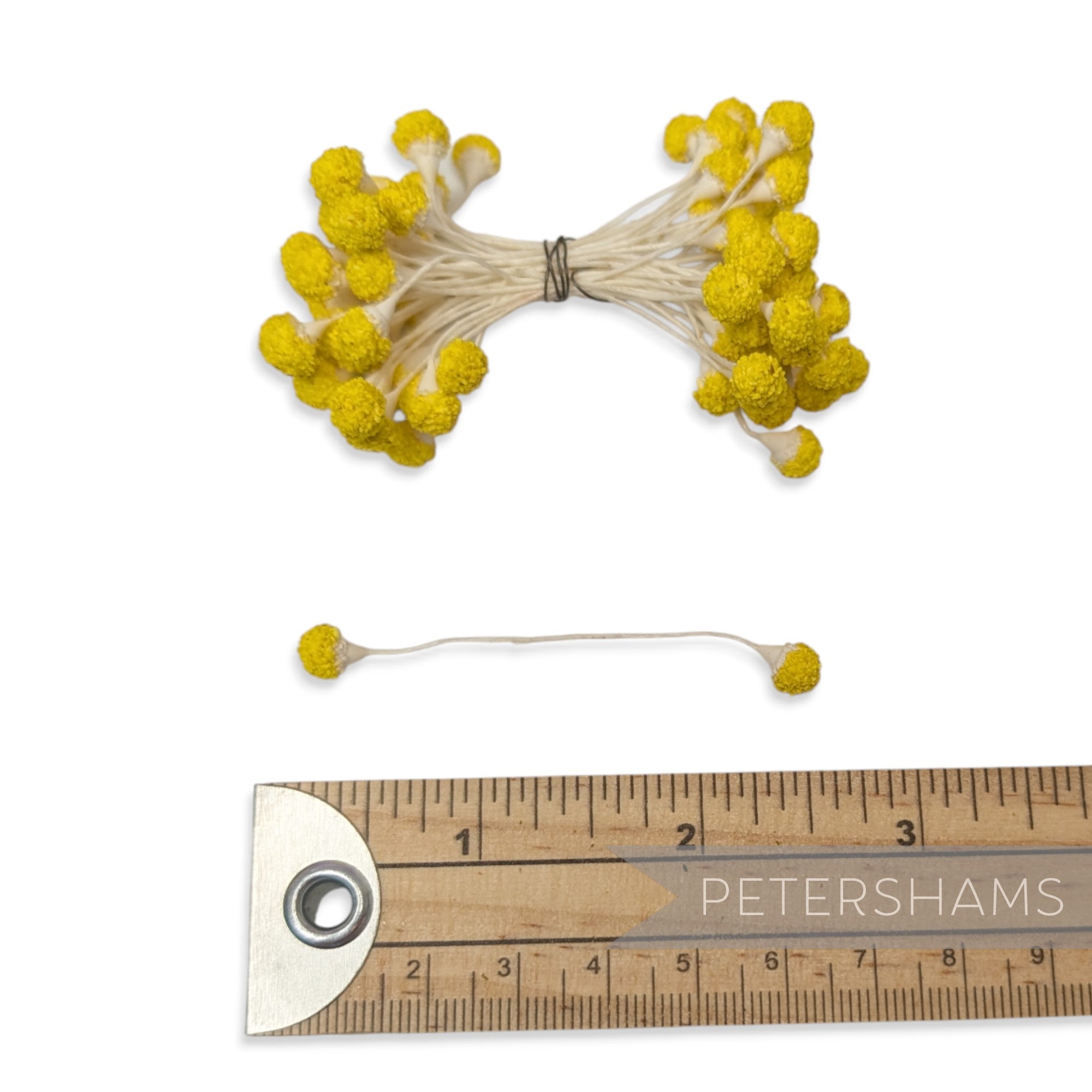 Vintage 1950s Double Sided Yellow Textured Round Stamens - 36 Stems