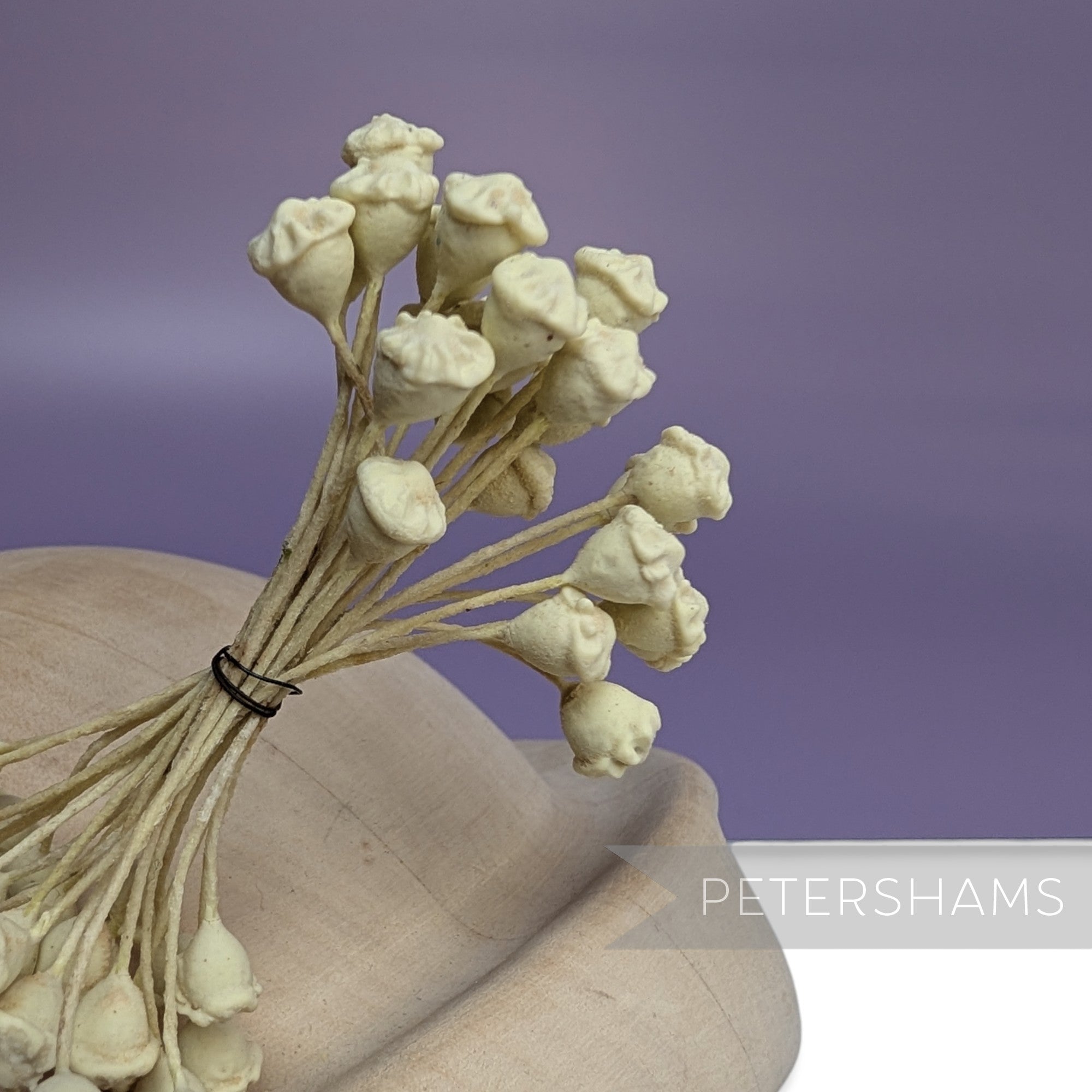 Vintage 1950s Ceramic Double Sided Cream Poppy Stamens - 24 Stems