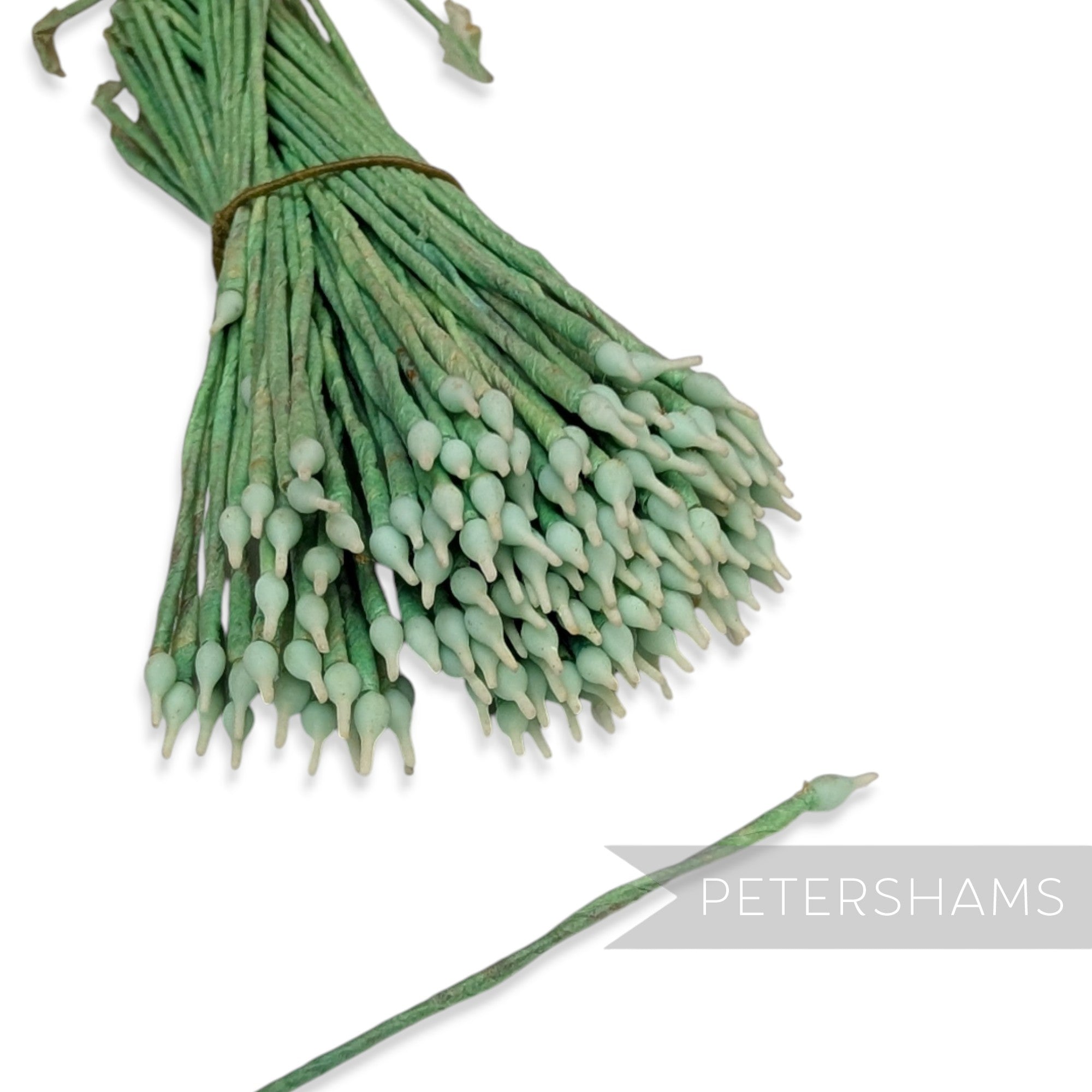 Vintage 1950s Wired Single Sided Pointy Aqua Stamens - Approx. 100 Stems