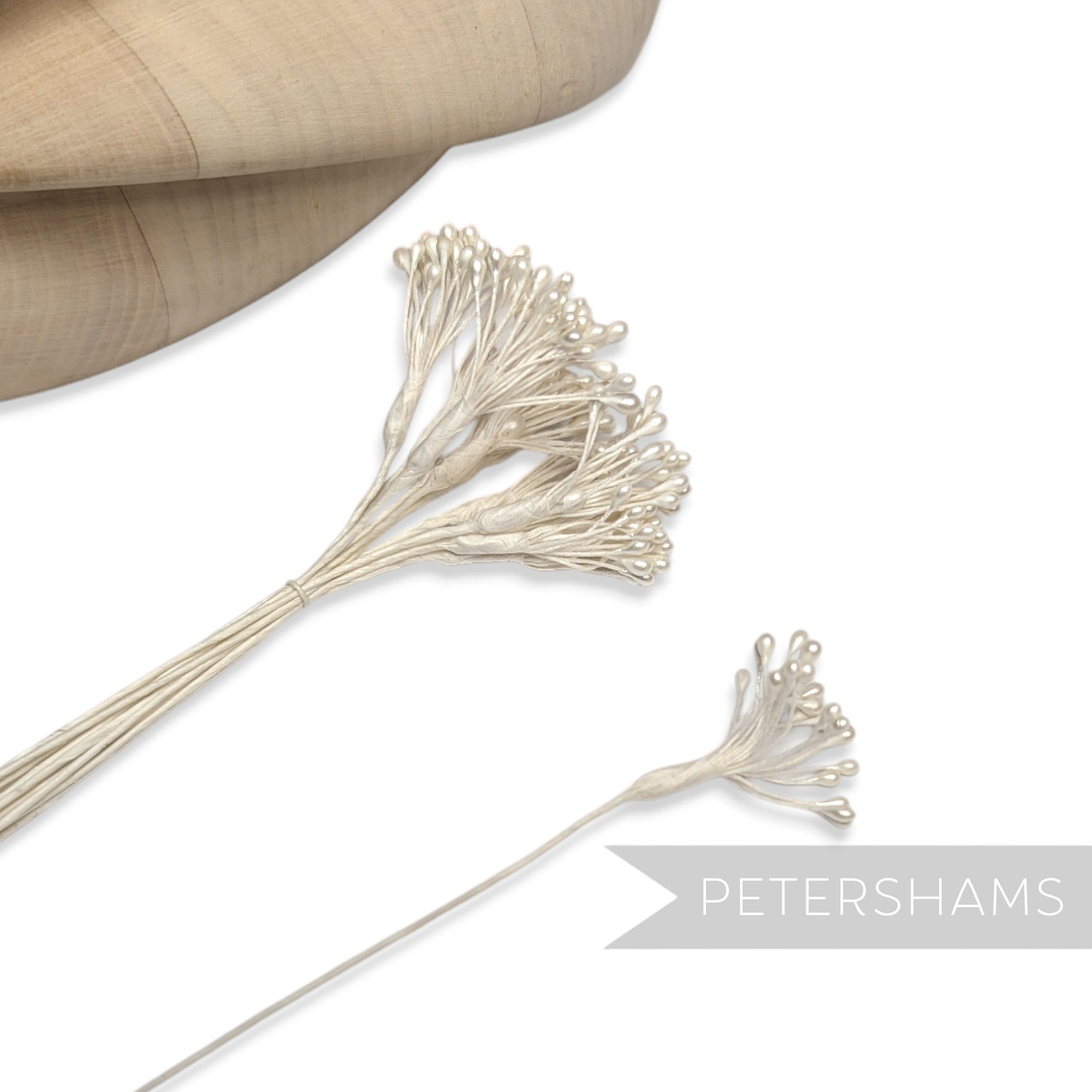 Vintage 1980s Pearlized Wired Splayed Flower Stamen Stems - 12 Stems