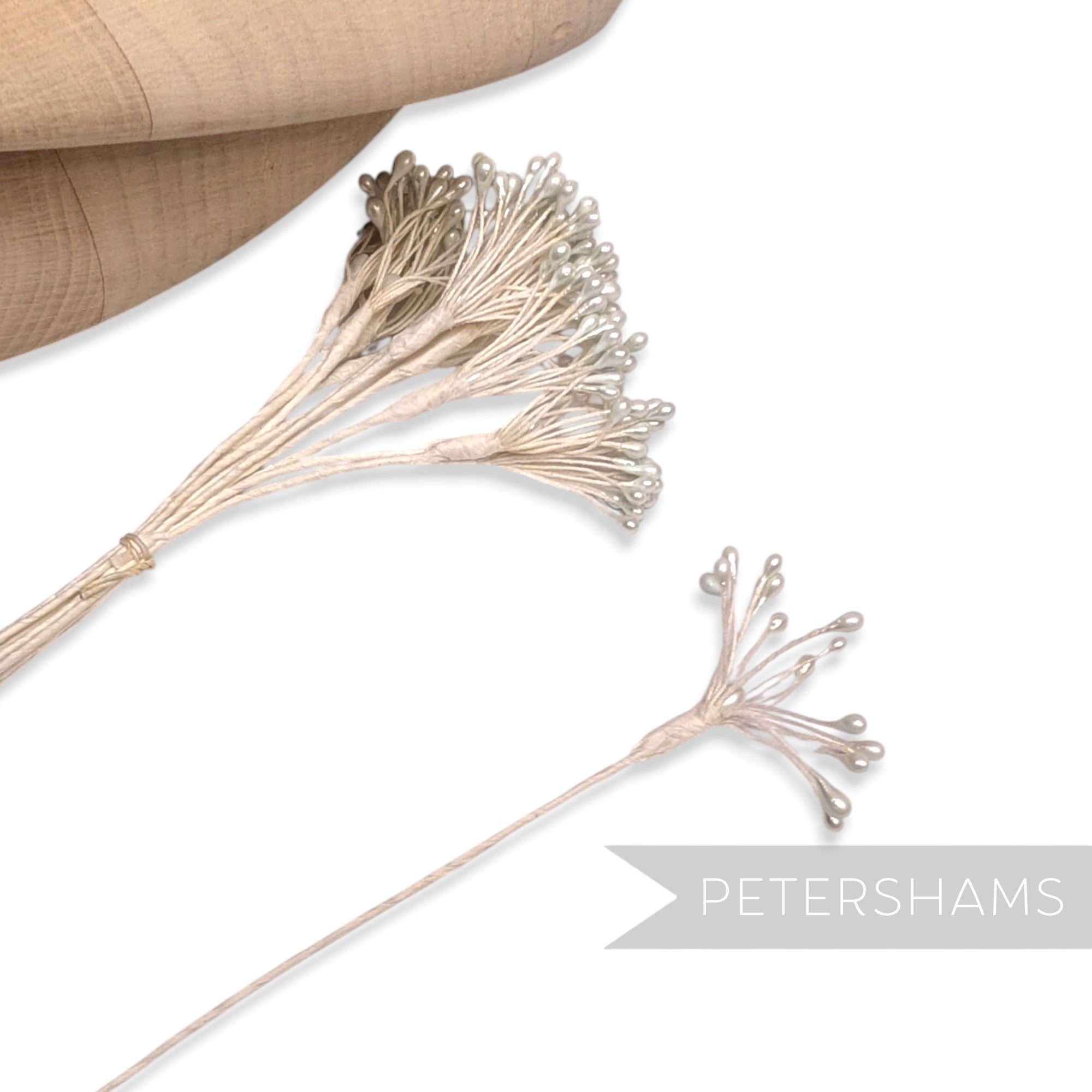 Vintage 1980s Pearlized Wired Splayed Flower Stamen Stems - 12 Stems