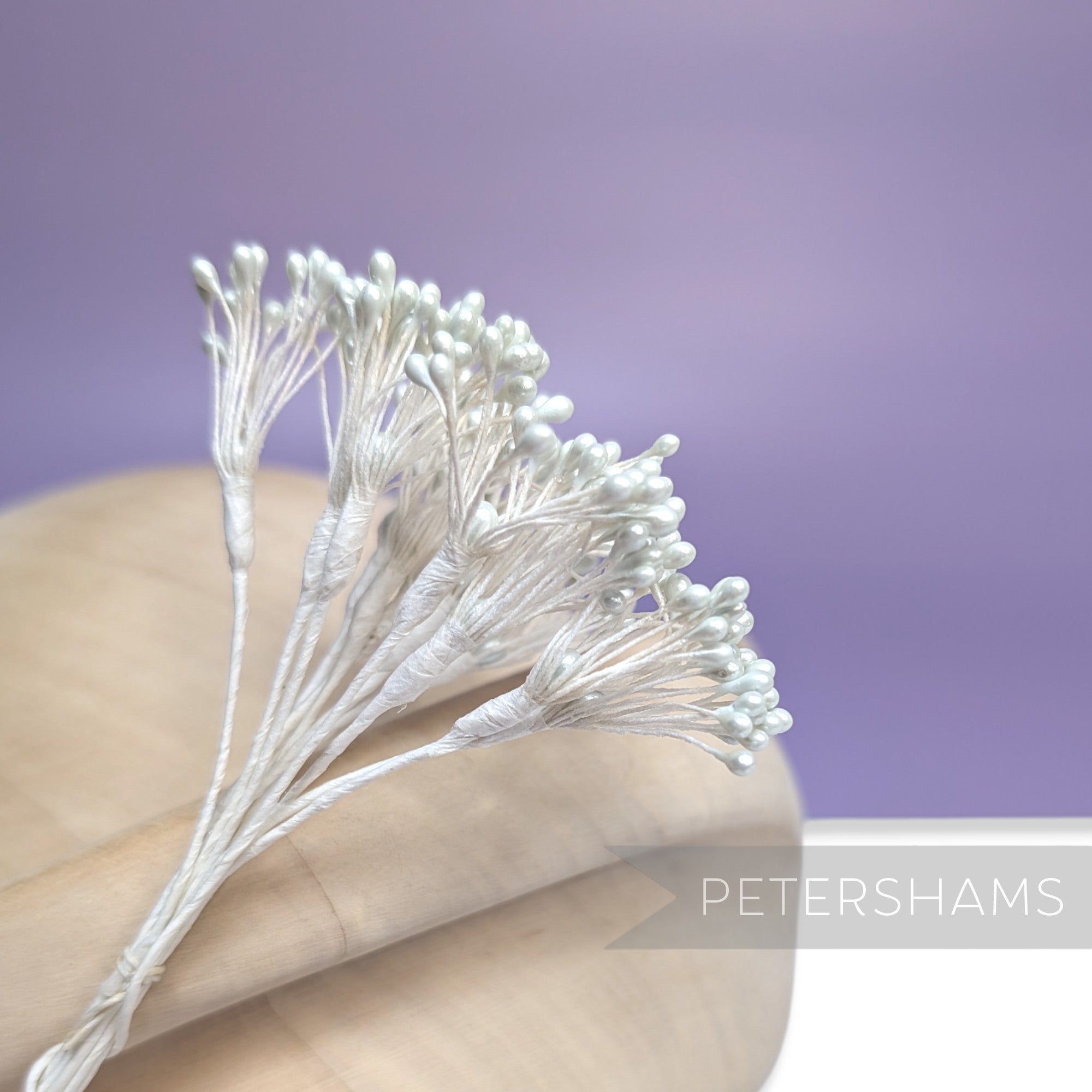 Vintage 1980s Pearlized Wired Splayed Flower Stamen Stems - 12 Stems