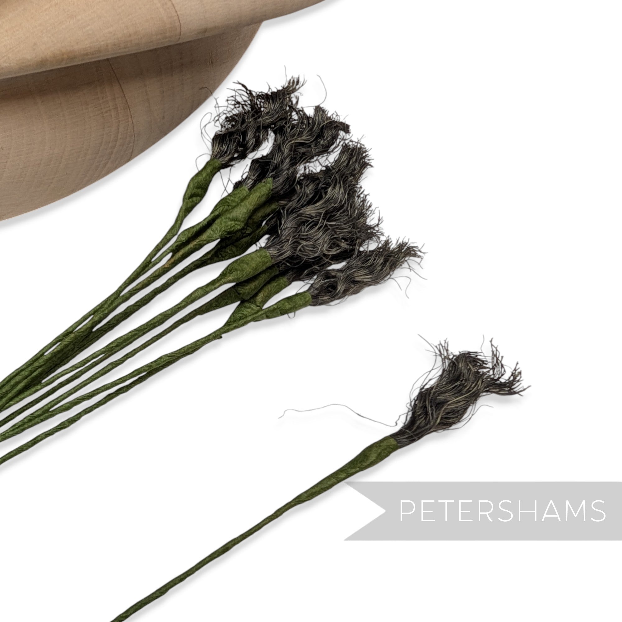 Vintage 1950s Sisal Straw Swirly Flower Stamen Stems - 12 Stems