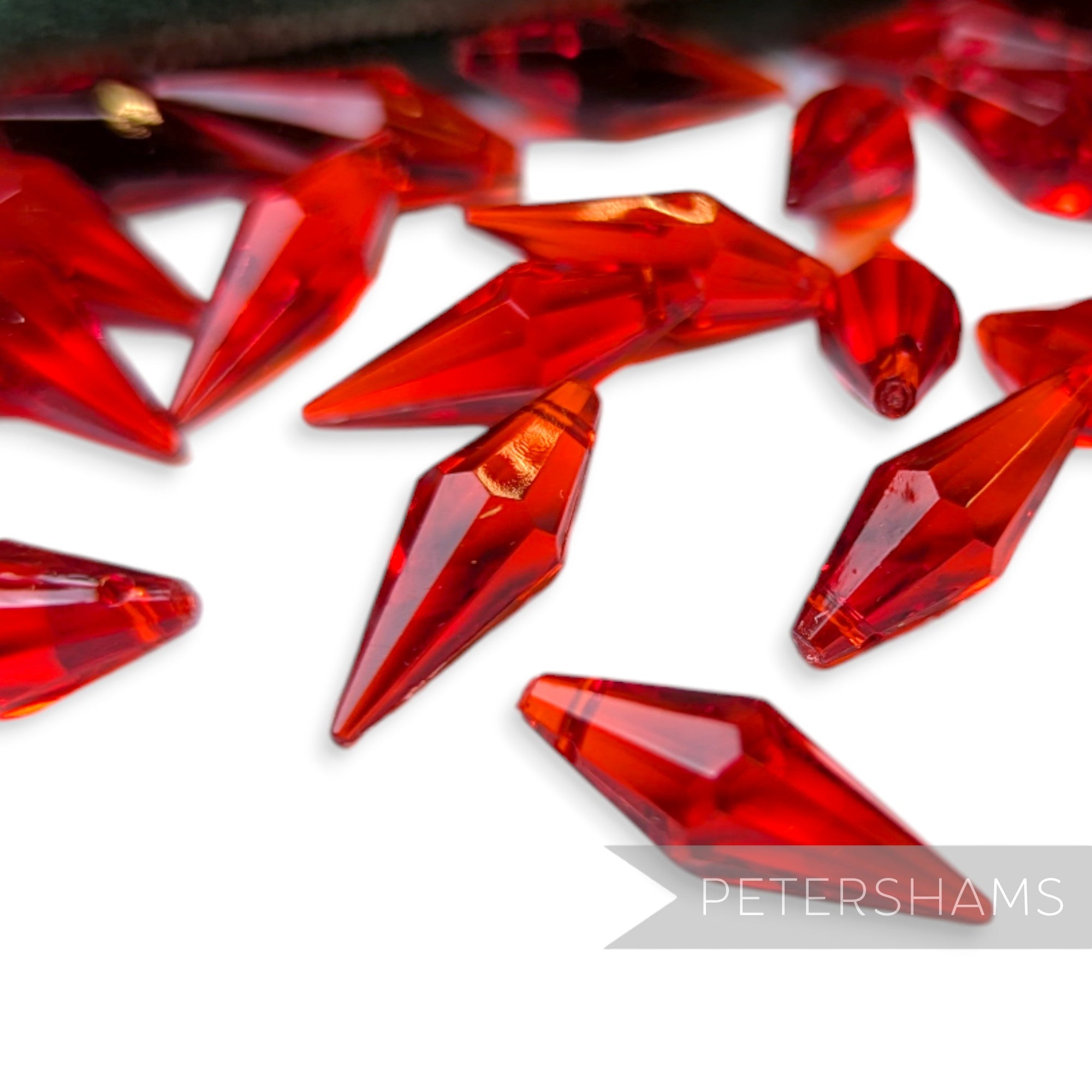 Vintage 1960/70's 21x8mm Pointed Tip Teardrop Beads - Approx. 72 Pieces
