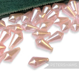 Vintage 1960/70's 12x6mm Pearlescent Soft Faceted Teardrop Bead - Approx. 72 Beads