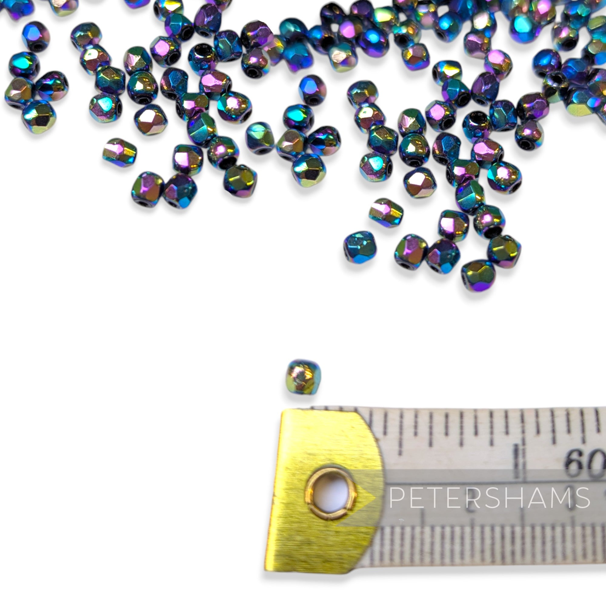 Vintage 1960/70's Small 3mm Round Faceted Beads - Approx. 100 Pieces