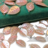 Vintage 1940/50's Pearlescent Coated 20x13mm Leaves - 36 Pieces