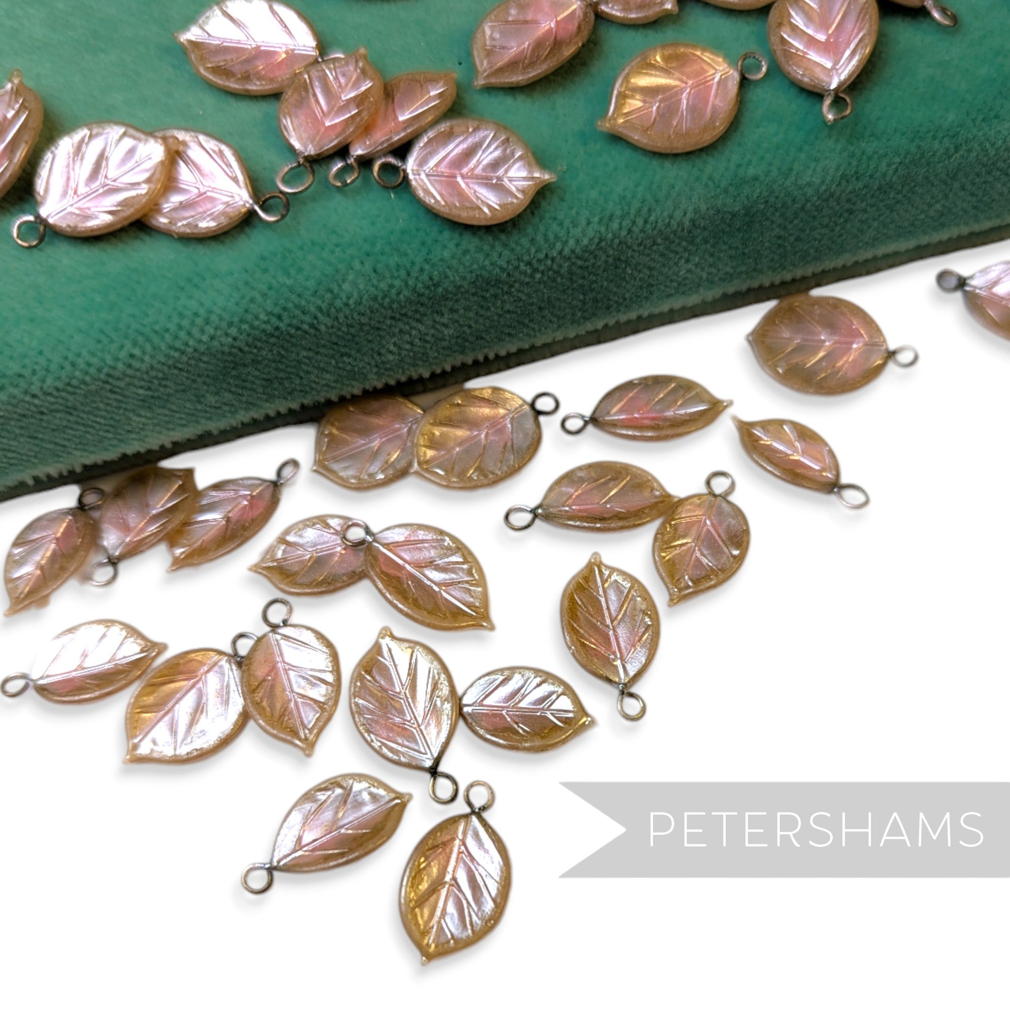 Vintage 1940/50's Small Pearlescent Coated 15x10mm Leaves - 36 Pieces