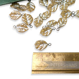 Vintage 1940/50's Crinkly Pearlescent Coated 12x10mm Leaves - 36 Pieces