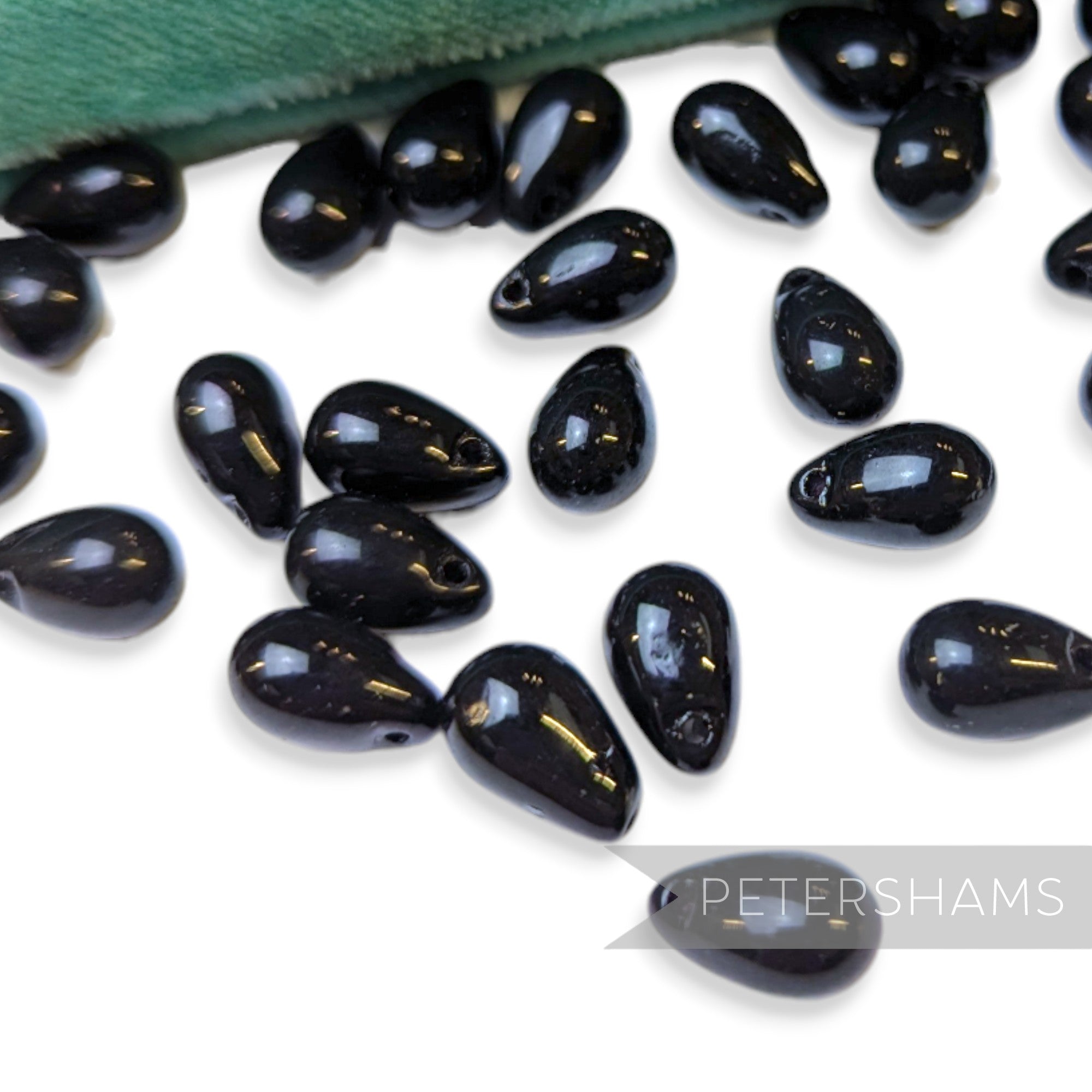 Vintage 1960/70's Glass 10x8mm Ridged Teardrop Beads - 72 Beads