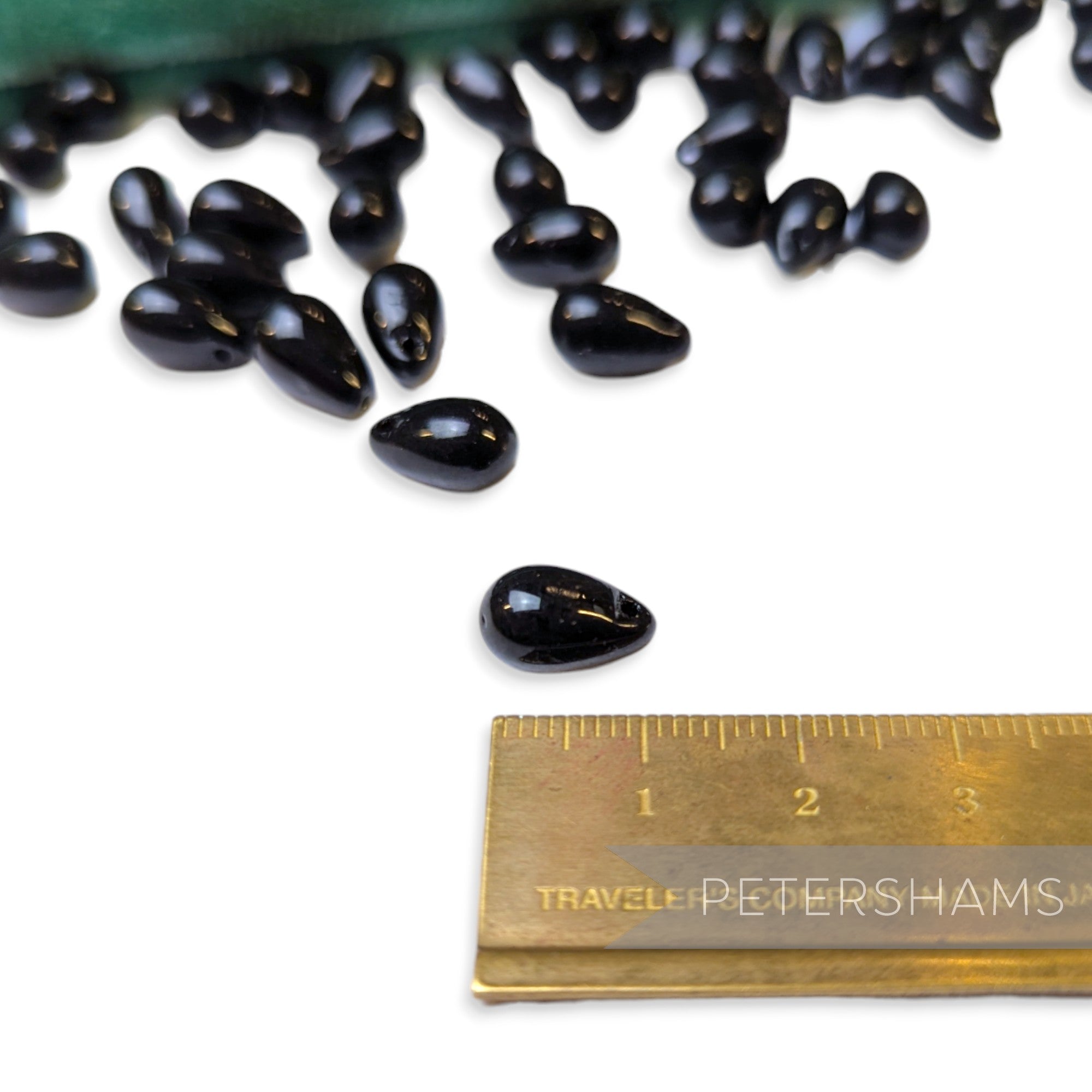 Vintage 1960/70's Glass 10x8mm Ridged Teardrop Beads - 72 Beads