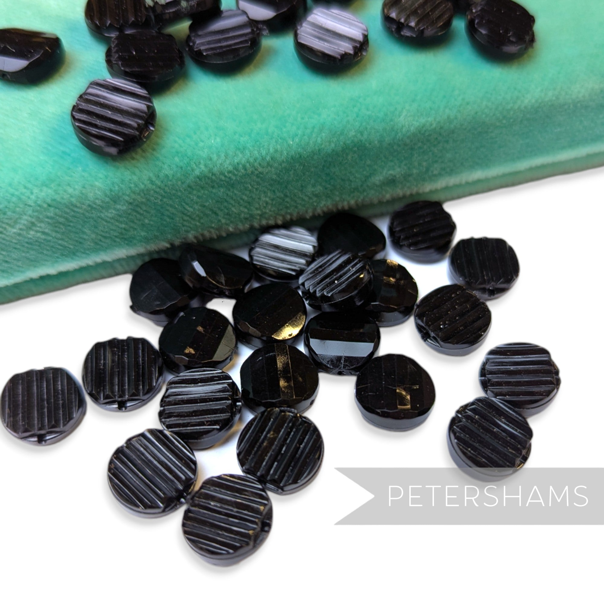 Vintage 1960/70's 10x10mm Double-Sided Ridged Beads - 36 Beads