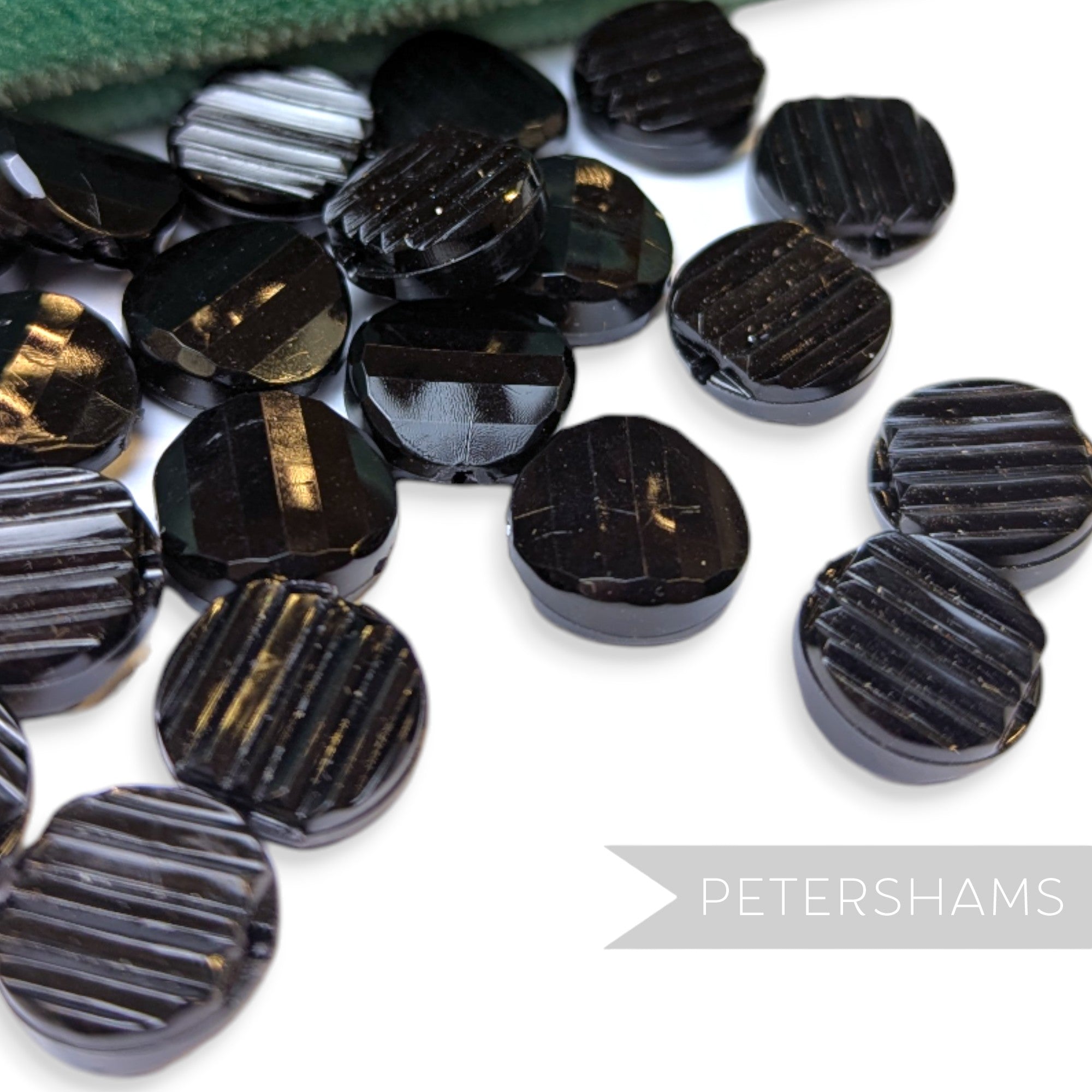 Vintage 1960/70's 10x10mm Double-Sided Ridged Beads - 36 Beads