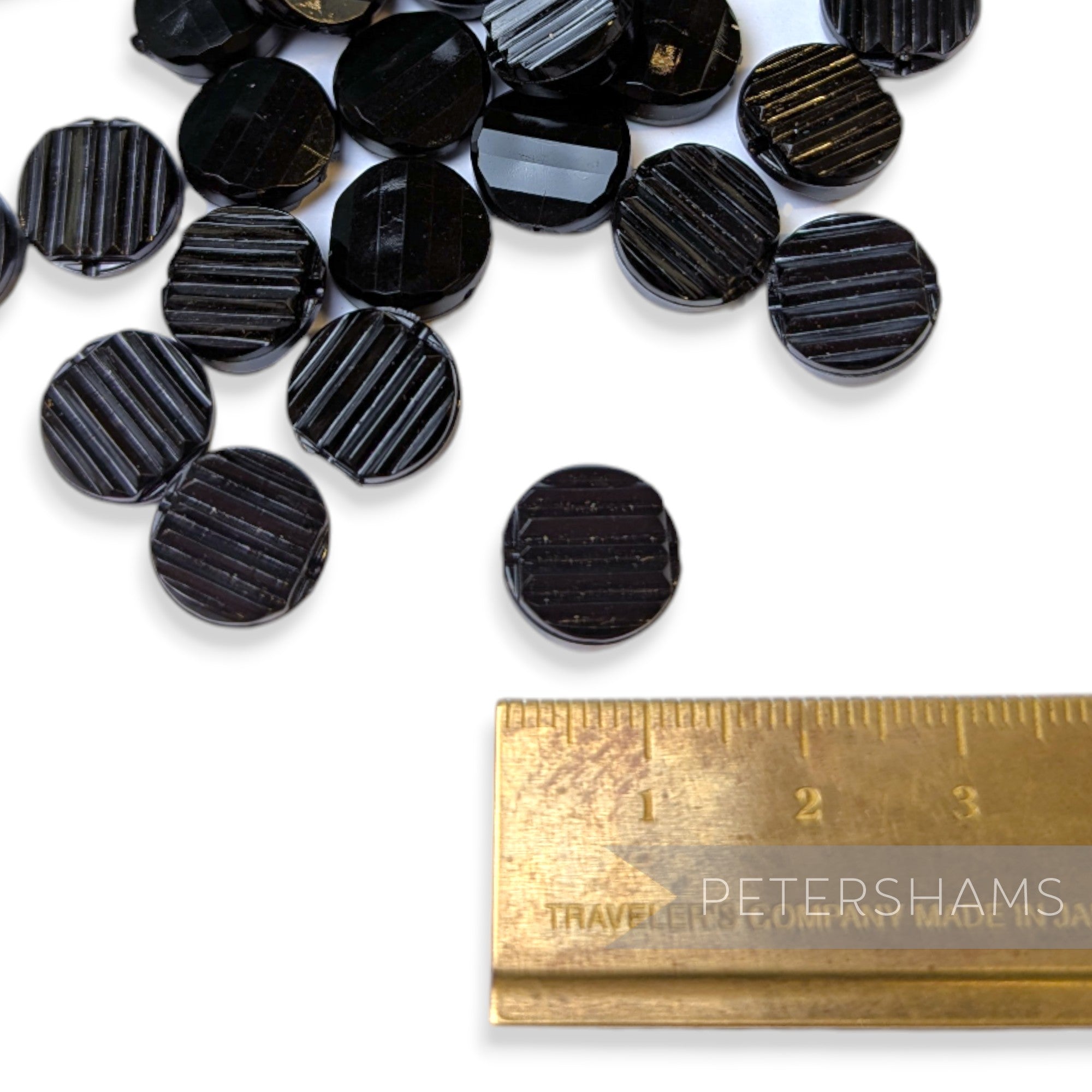 Vintage 1960/70's 10x10mm Double-Sided Ridged Beads - 36 Beads