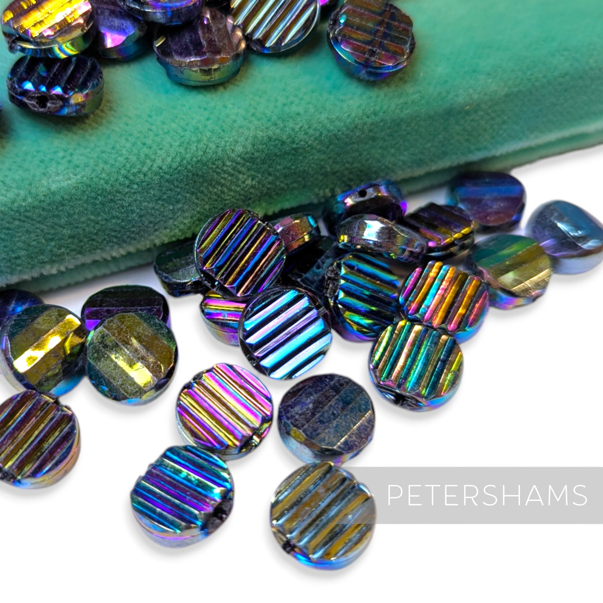Vintage 1960/70's 10x10mm Double-Sided Ridged Beads - 36 Beads