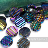 Vintage 1960/70's 10x10mm Double-Sided Ridged Beads - 36 Beads