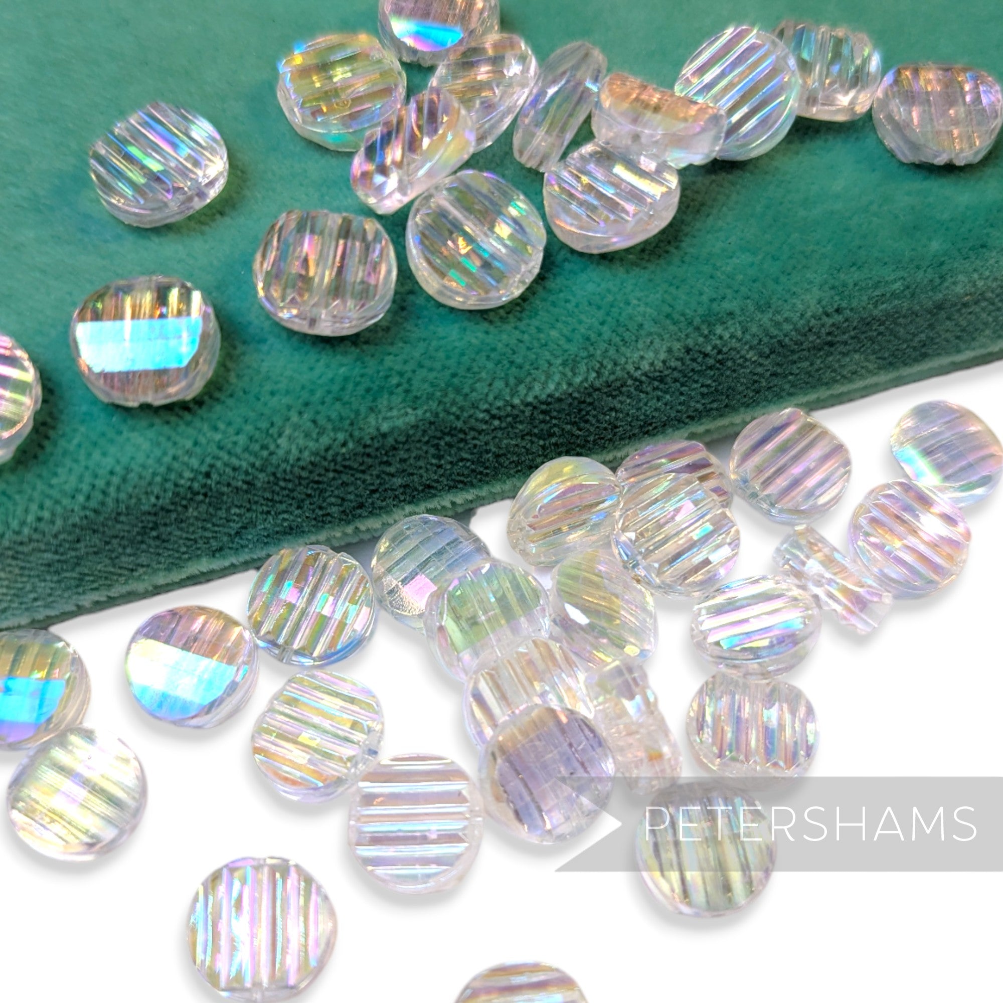 Vintage 1960/70's 10x10mm Double-Sided Ridged Beads - 36 Beads