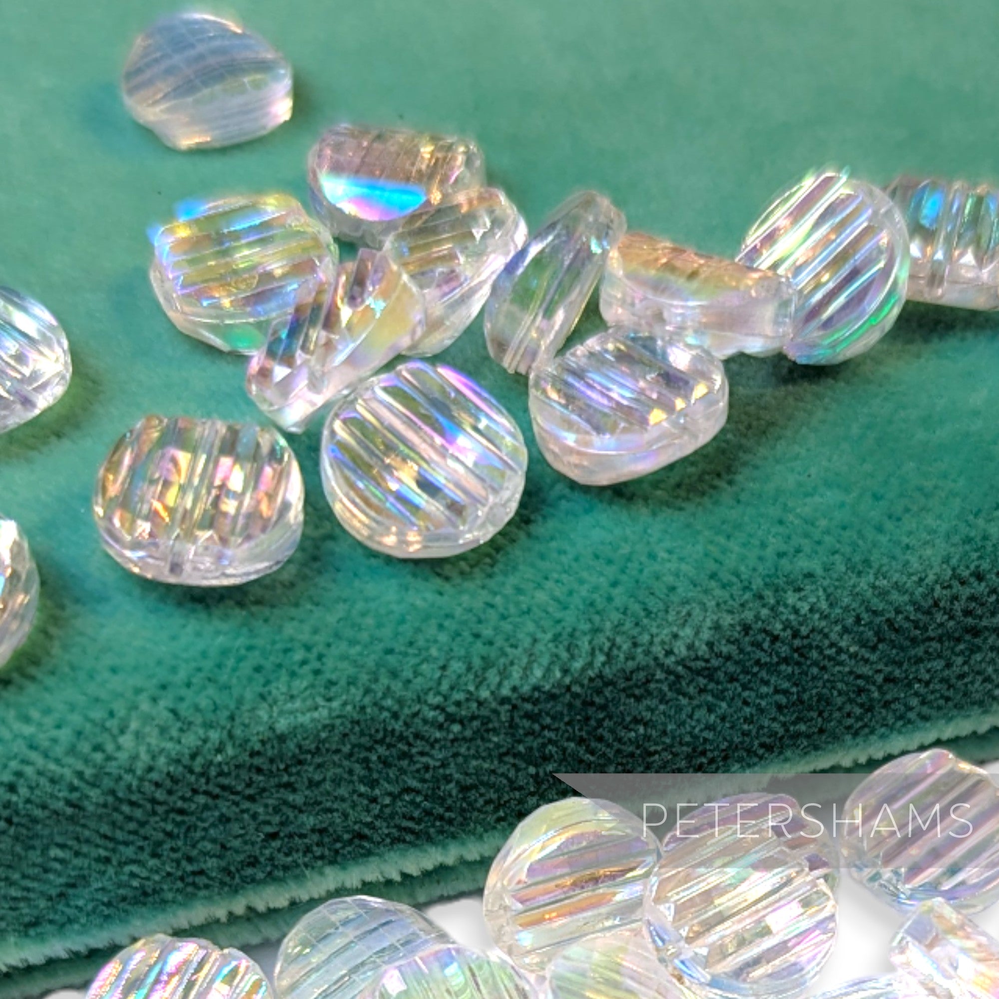 Vintage 1960/70's 10x10mm Double-Sided Ridged Beads - 36 Beads