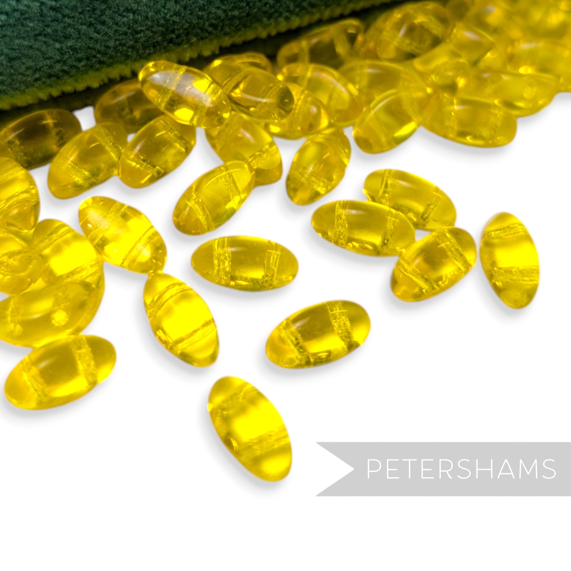 Vintage 1960/70's Glass 10x5mm Flatback Bean Beads - 72 Beads