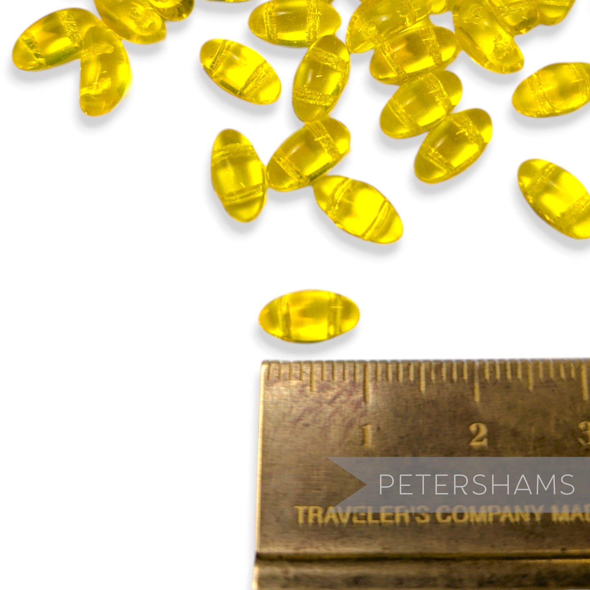 Vintage 1960/70's Glass 10x5mm Flatback Bean Beads - 72 Beads