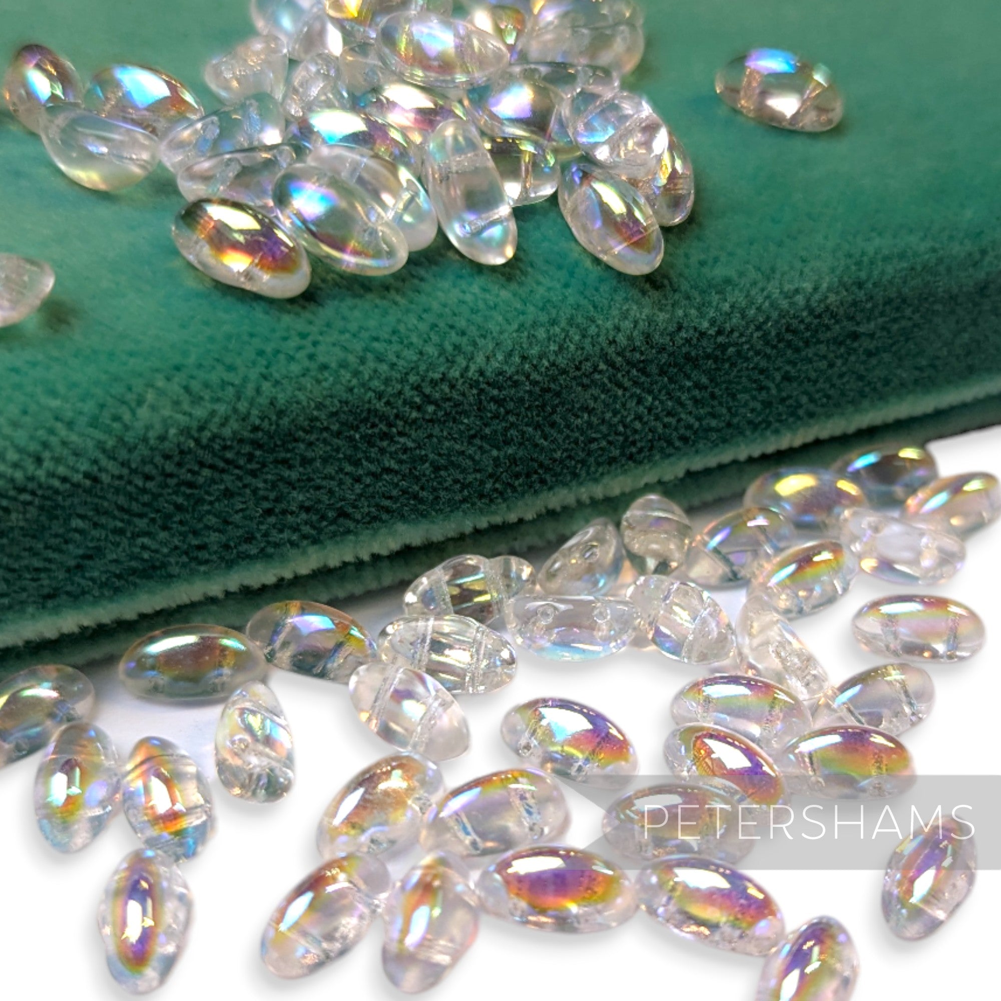 Vintage 1960/70's Glass 10x5mm Flatback Bean Beads - 72 Beads