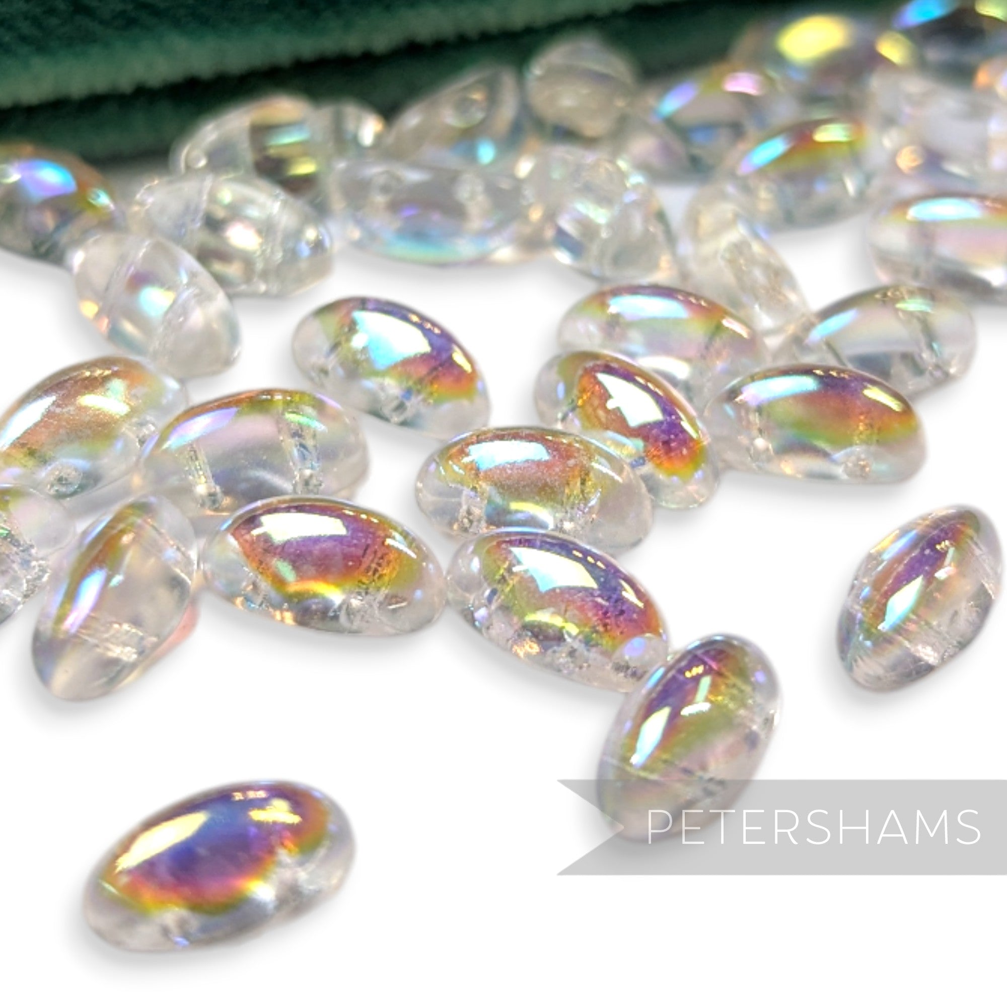 Vintage 1960/70's Glass 10x5mm Flatback Bean Beads - 72 Beads