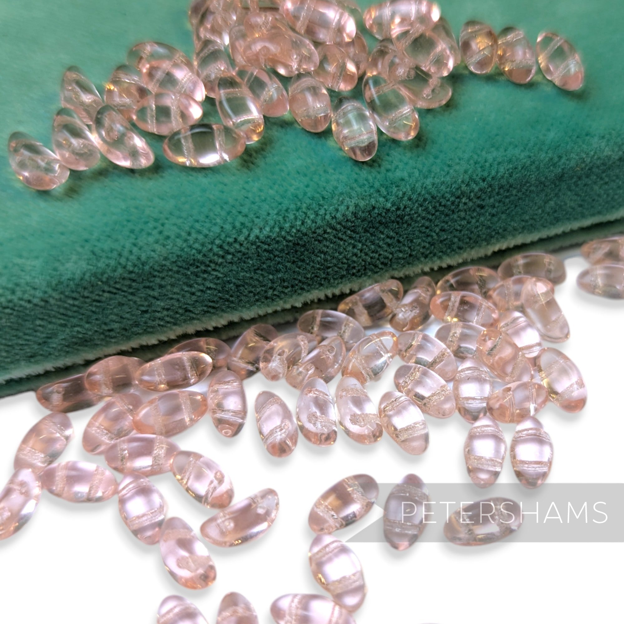 Vintage 1960/70's Glass 10x5mm Flatback Bean Beads - 72 Beads