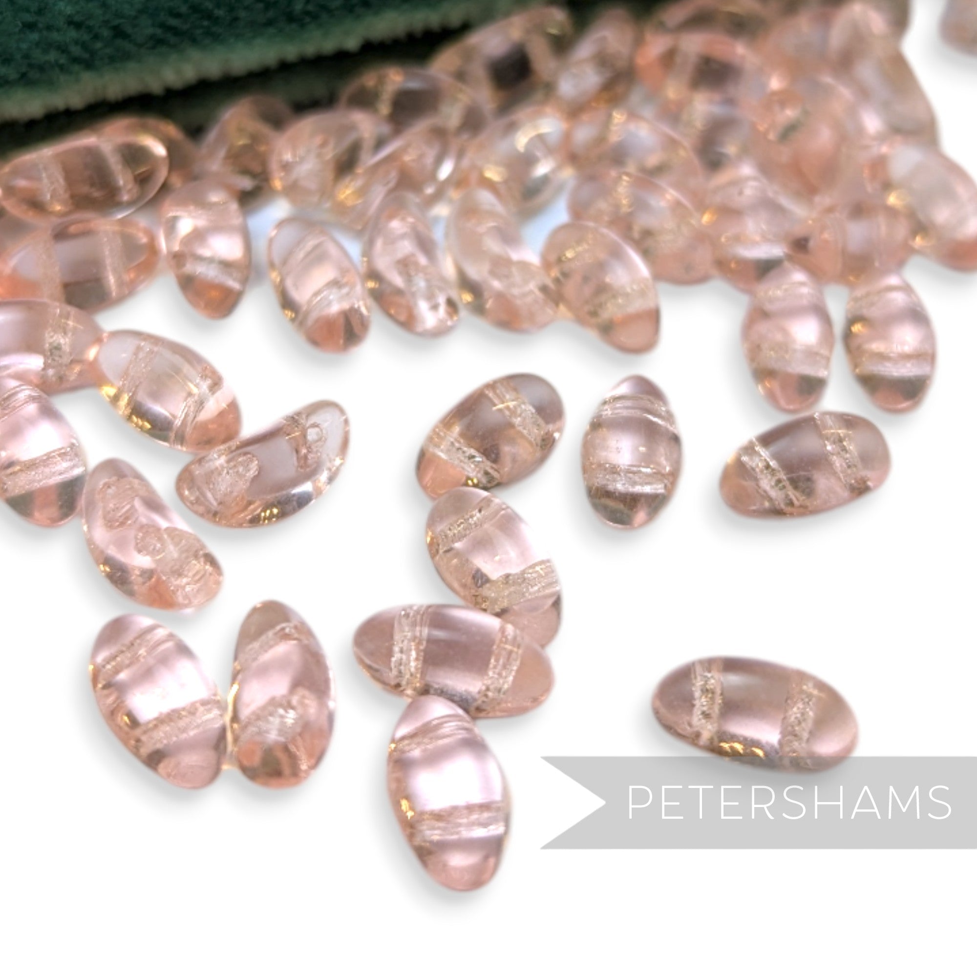 Vintage 1960/70's Glass 10x5mm Flatback Bean Beads - 72 Beads