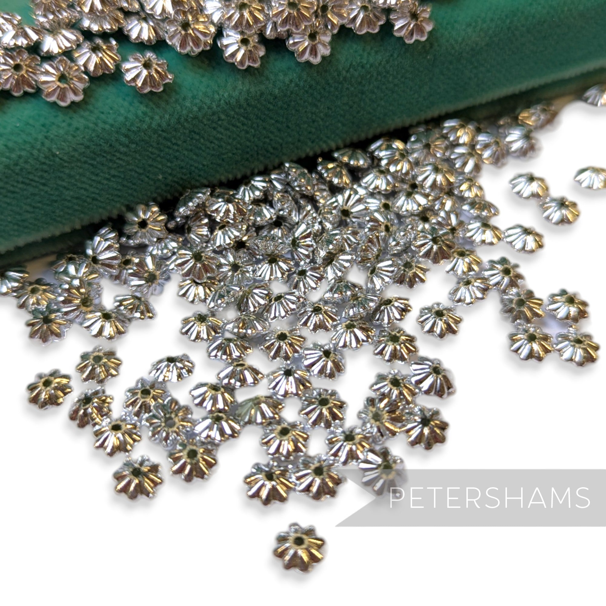 Vintage 1960/70's Tiny 6x6mm Convex Flower Beads - Approx. 144 Pieces