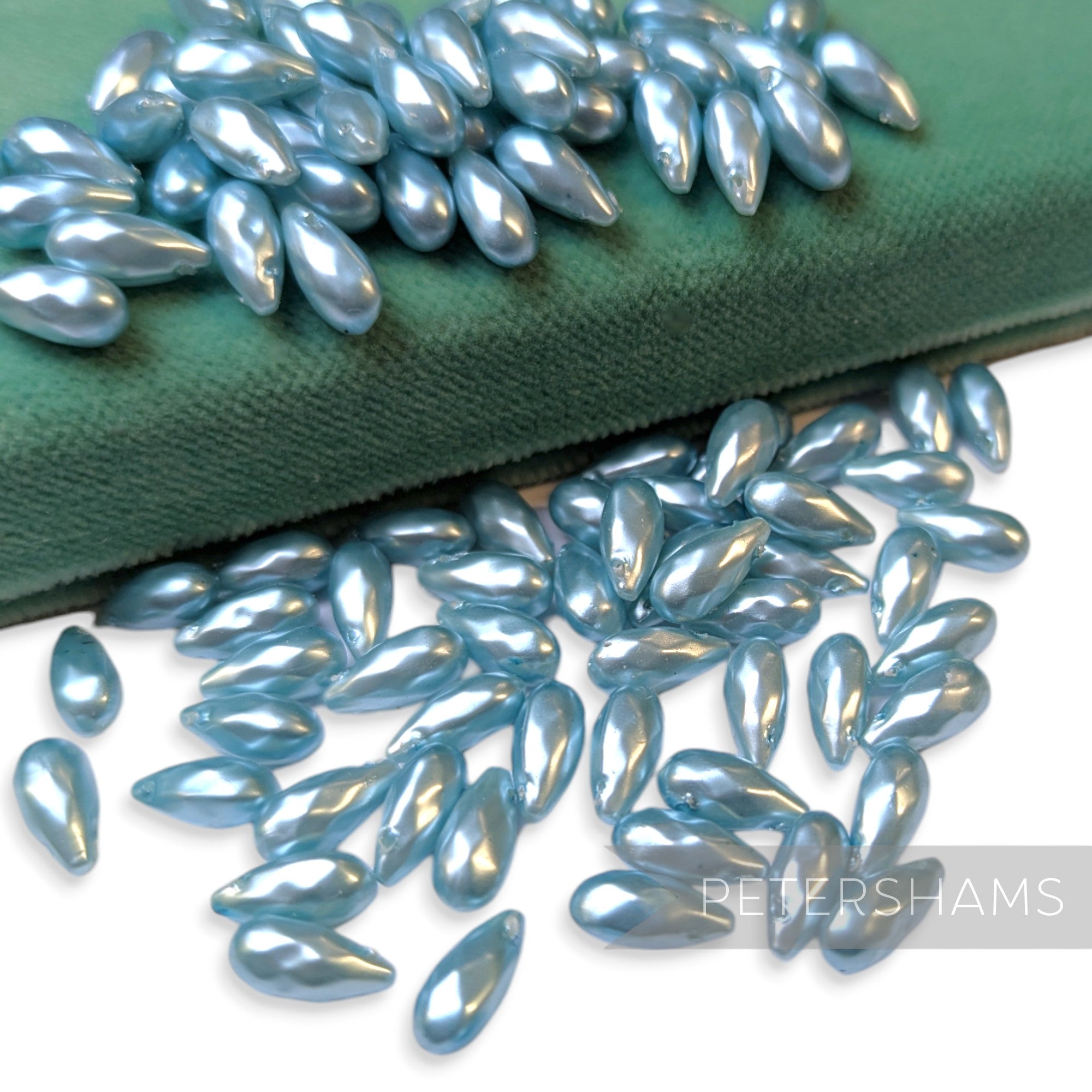 Vintage 1960/70's 10x5mm Pearlescent Long Teardrop Beads - Approx. 72 Pieces