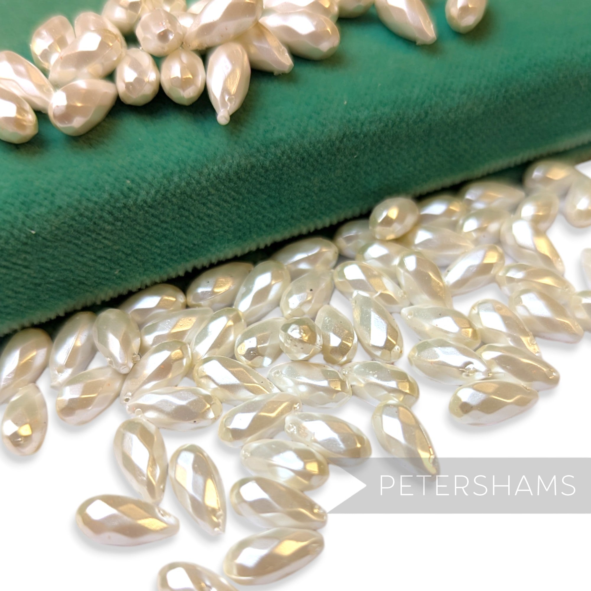 Vintage 1960/70's 10x5mm Pearlescent Long Teardrop Beads - Approx. 72 Pieces