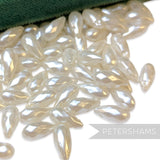 Vintage 1960/70's 10x5mm Pearlescent Long Teardrop Beads - Approx. 72 Pieces