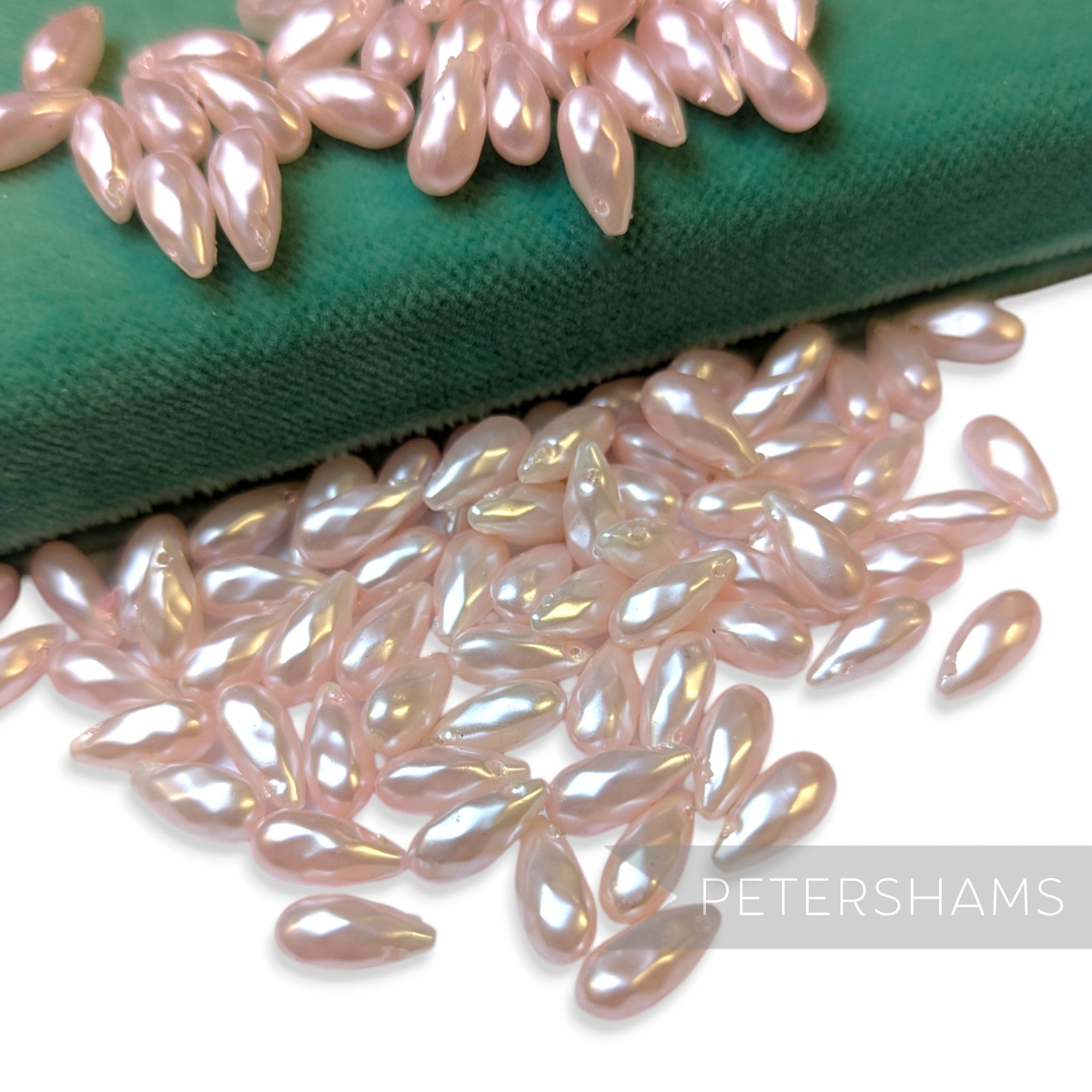 Vintage 1960/70's 10x5mm Pearlescent Long Teardrop Beads - Approx. 72 Pieces