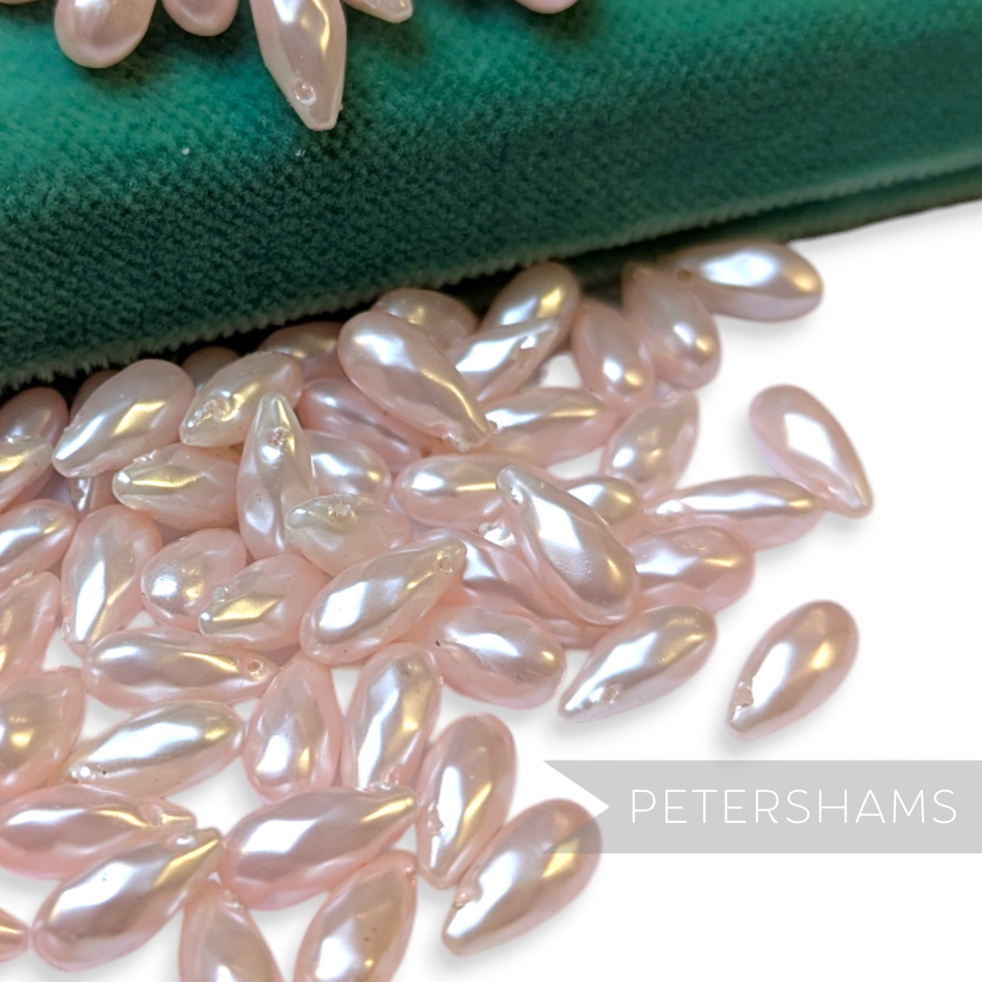 Vintage 1960/70's 10x5mm Pearlescent Long Teardrop Beads - Approx. 72 Pieces
