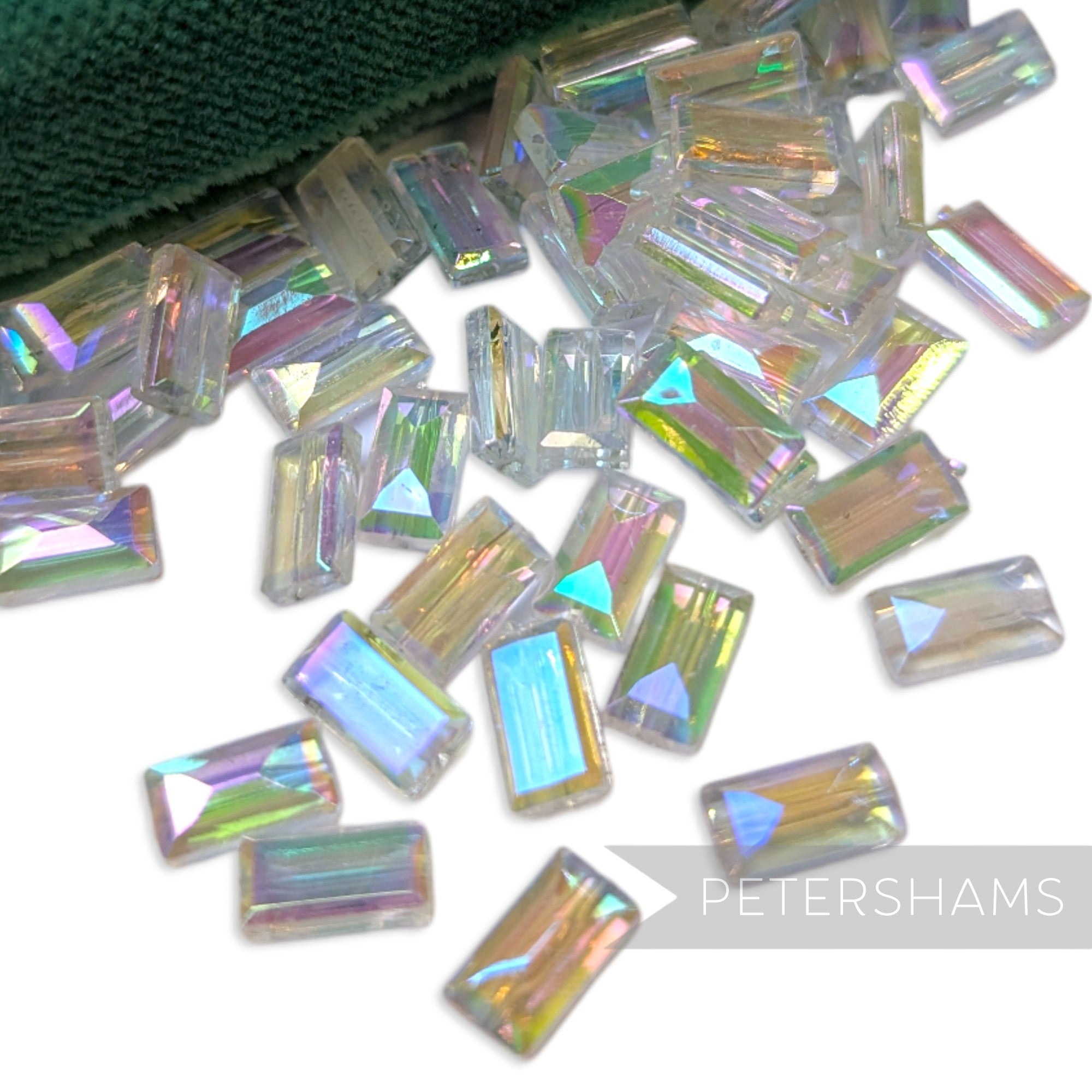Vintage 1960/70's 10x5mm Faceted Flatback Rectangle Beads - 72 Pieces