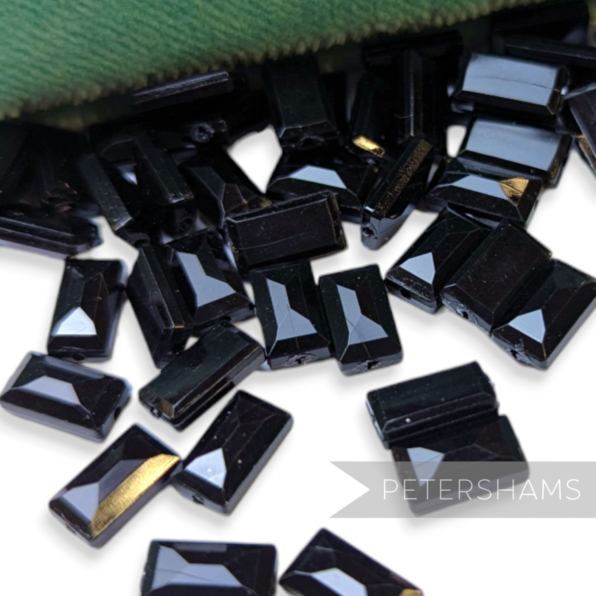 Vintage 1960/70's 10x5mm Faceted Flatback Rectangle Beads - 72 Pieces