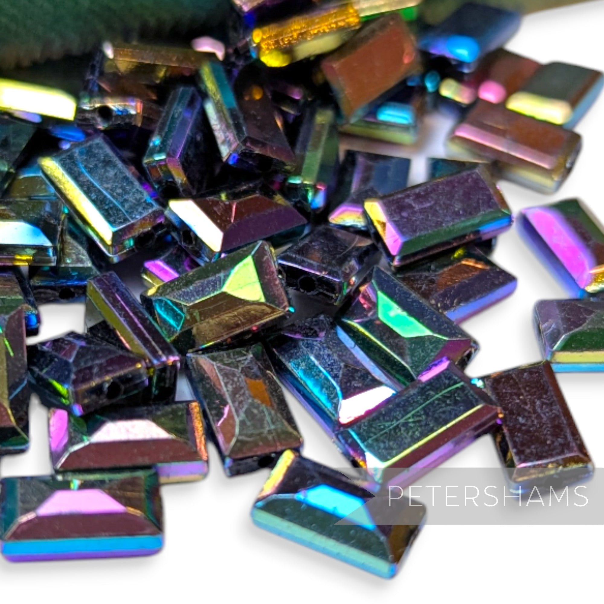 Vintage 1960/70's 10x5mm Faceted Flatback Rectangle Beads - 72 Pieces