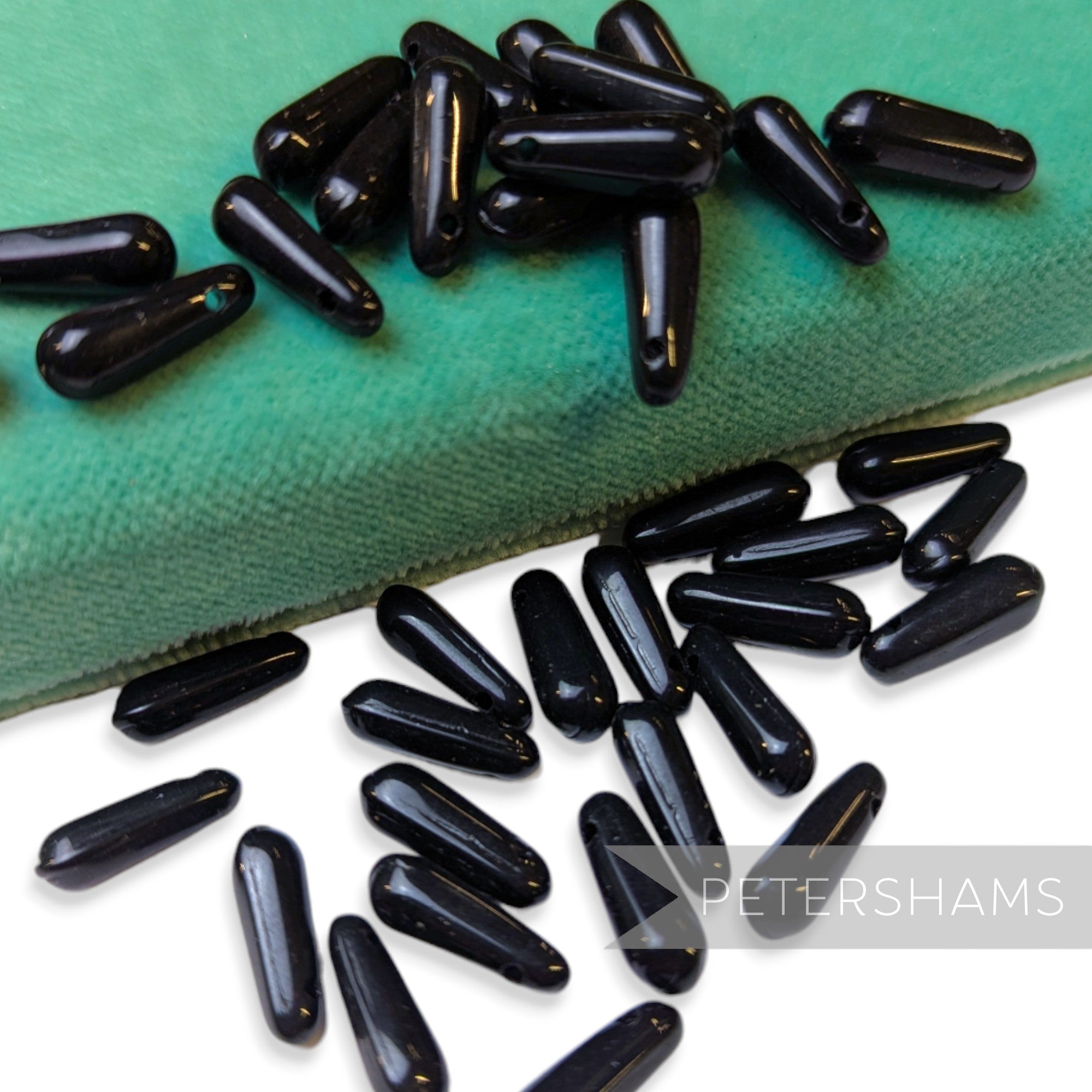 Vintage 1960/70's 15x5mm Long Smooth Droplet Beads - 36 Pieces