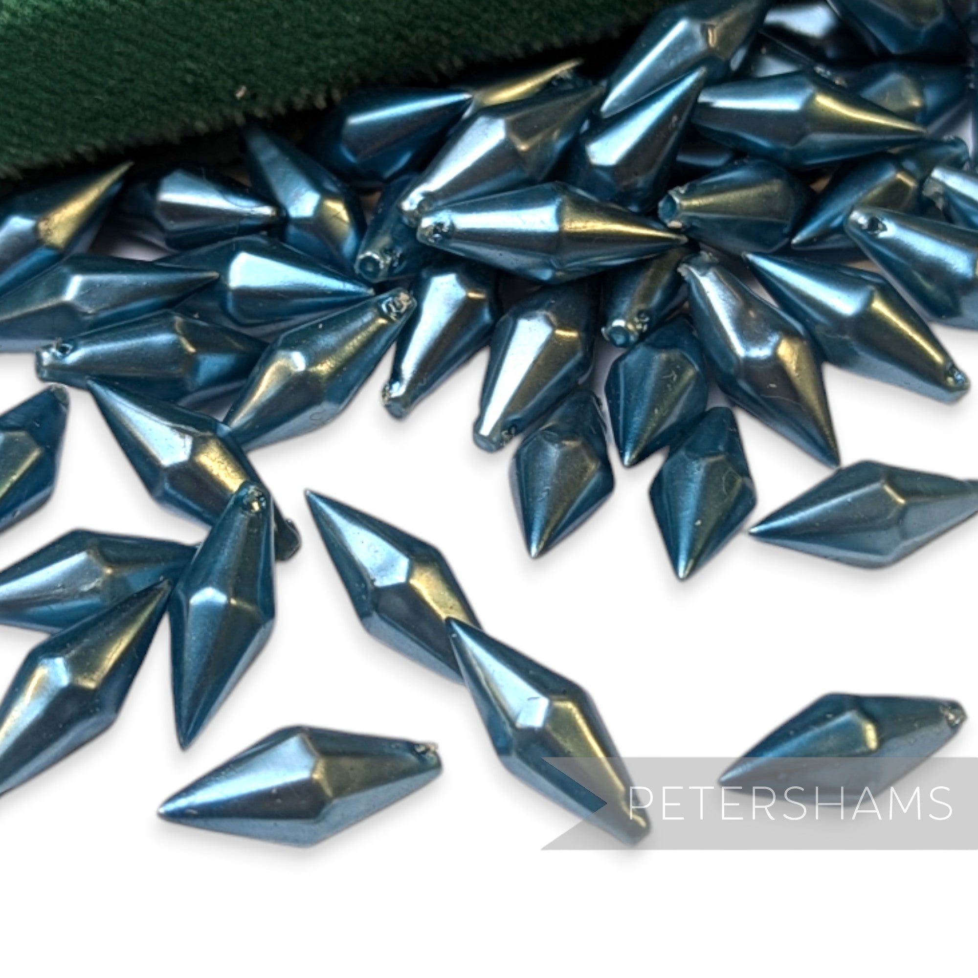 Vintage 1960/70's 15x6mm Pearlescent Pointed Tip Beads - Approx. 72 Pieces