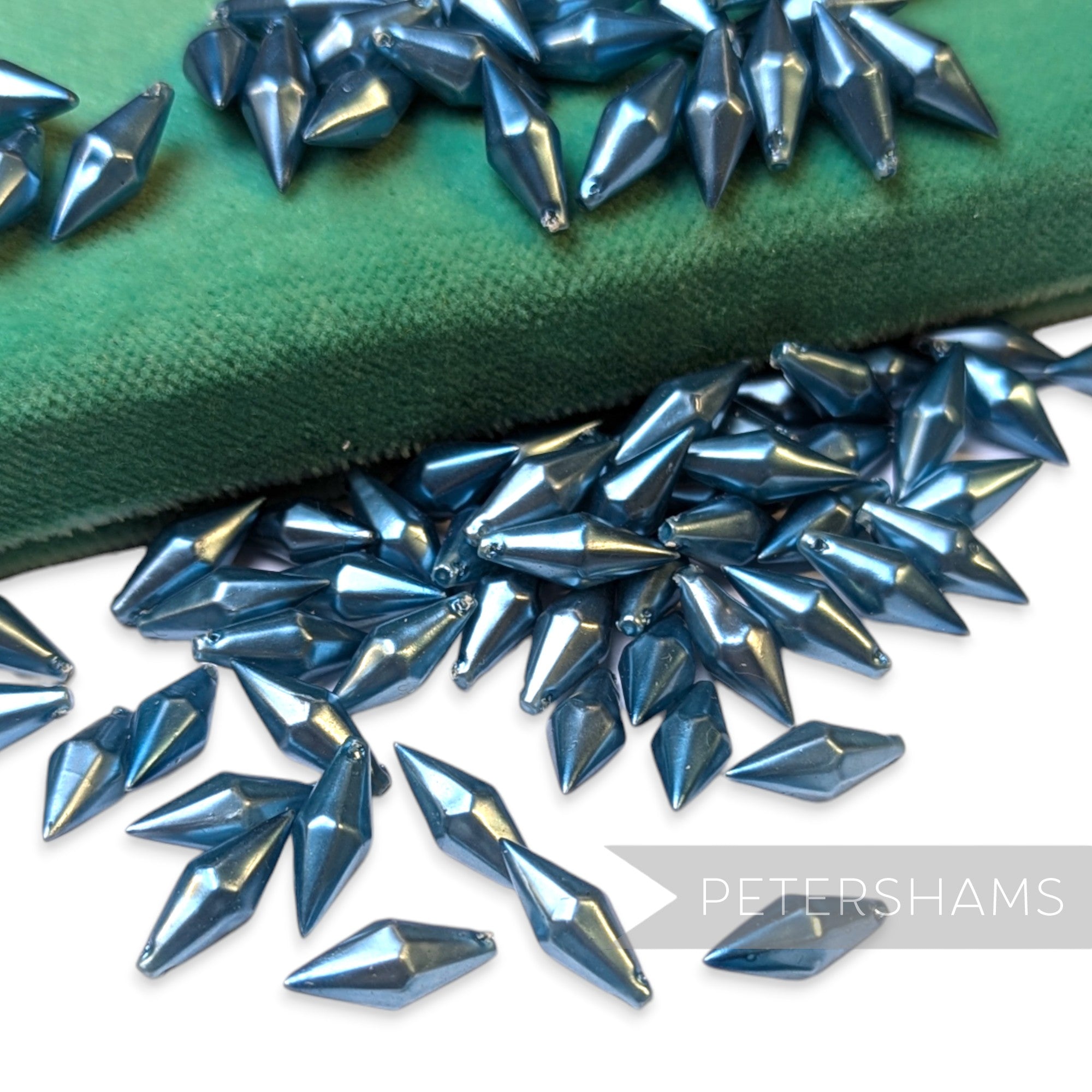 Vintage 1960/70's 15x6mm Pearlescent Pointed Tip Beads - Approx. 72 Pieces