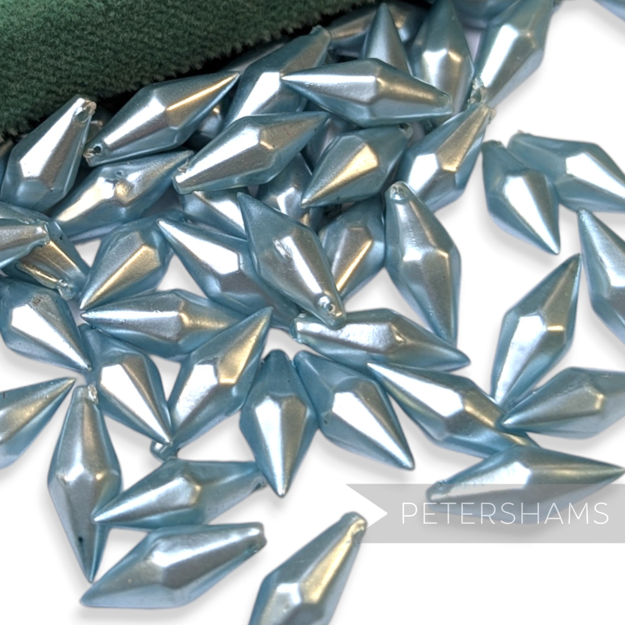 Vintage 1960/70's 15x6mm Pearlescent Pointed Tip Beads - Approx. 72 Pieces
