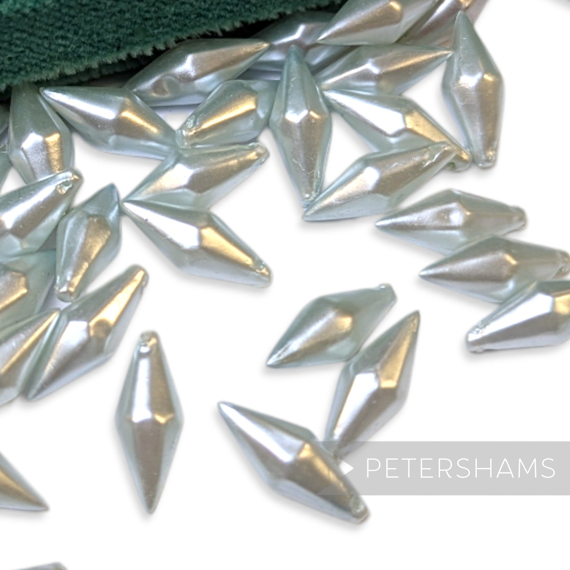 Vintage 1960/70's 15x6mm Pearlescent Pointed Tip Beads - Approx. 72 Pieces
