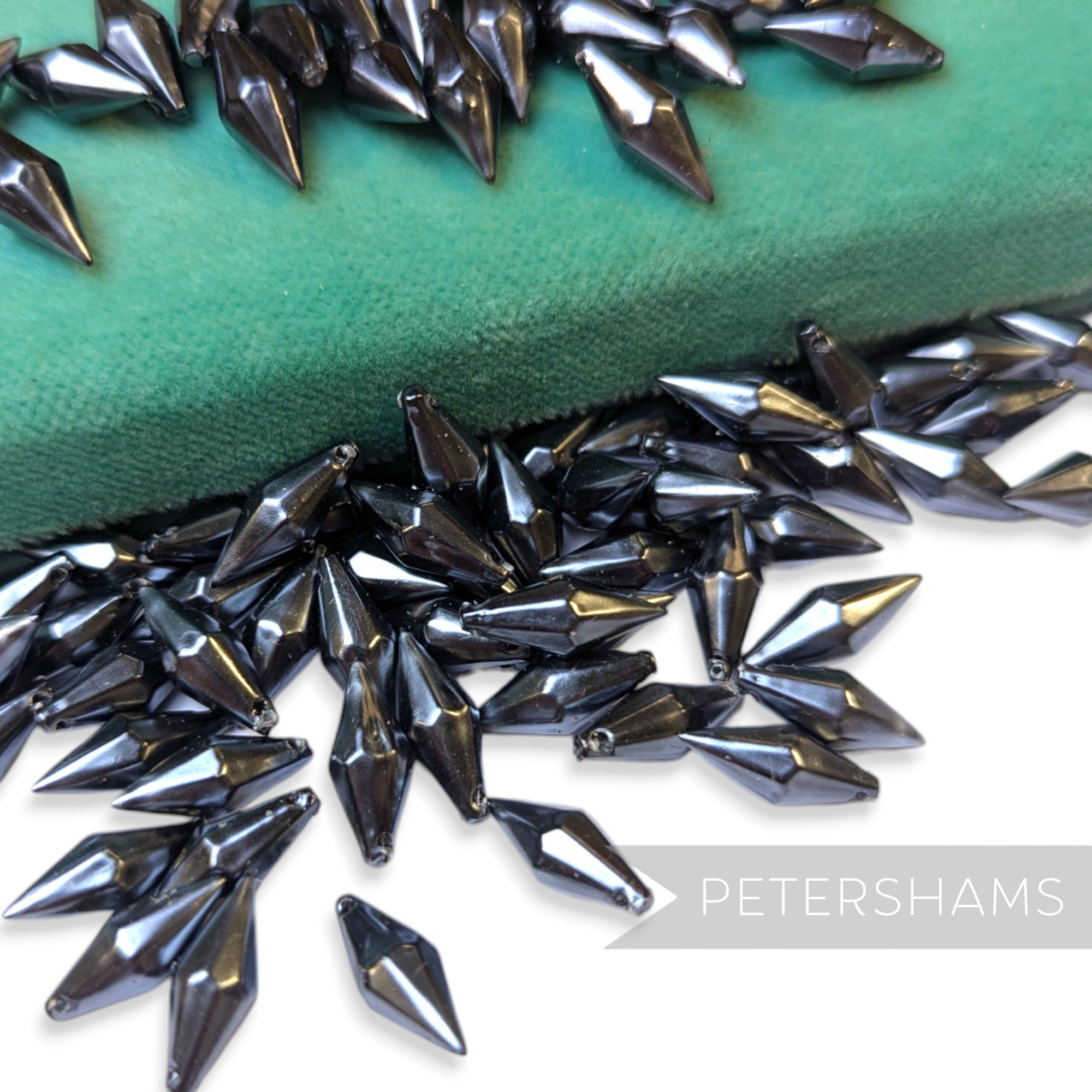 Vintage 1960/70's 15x6mm Pearlescent Pointed Tip Beads - Approx. 72 Pieces