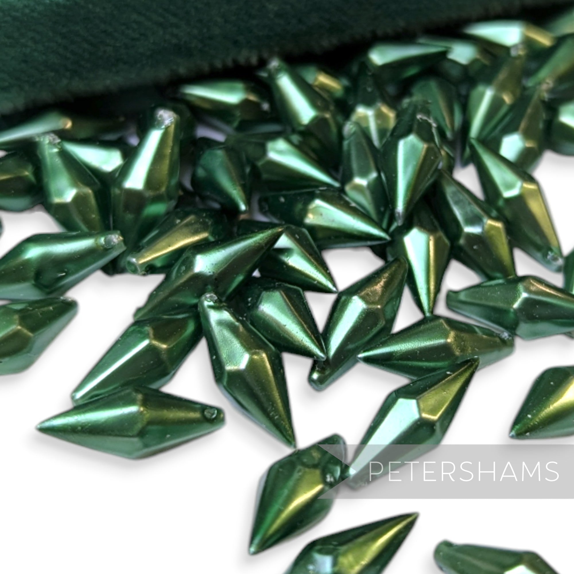 Vintage 1960/70's 15x6mm Pearlescent Pointed Tip Beads - Approx. 72 Pieces