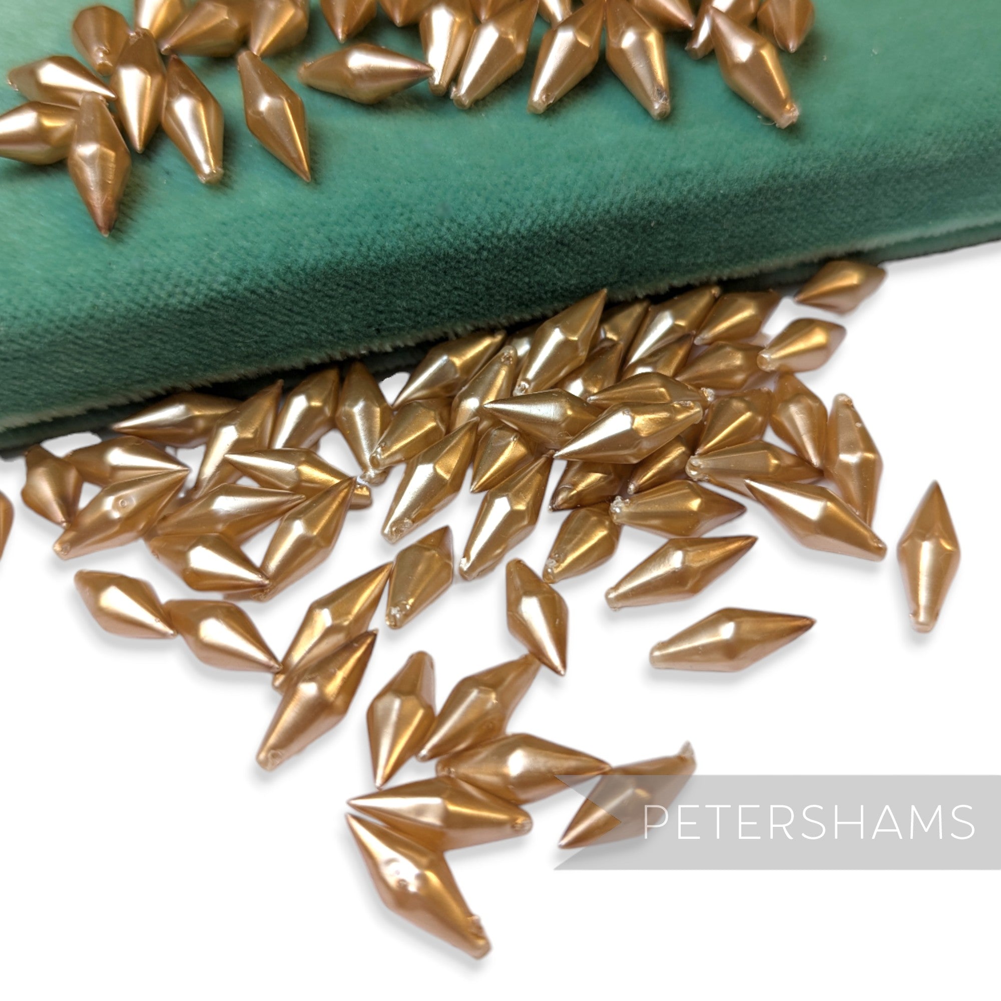 Vintage 1960/70's 15x6mm Pearlescent Pointed Tip Beads - Approx. 72 Pieces