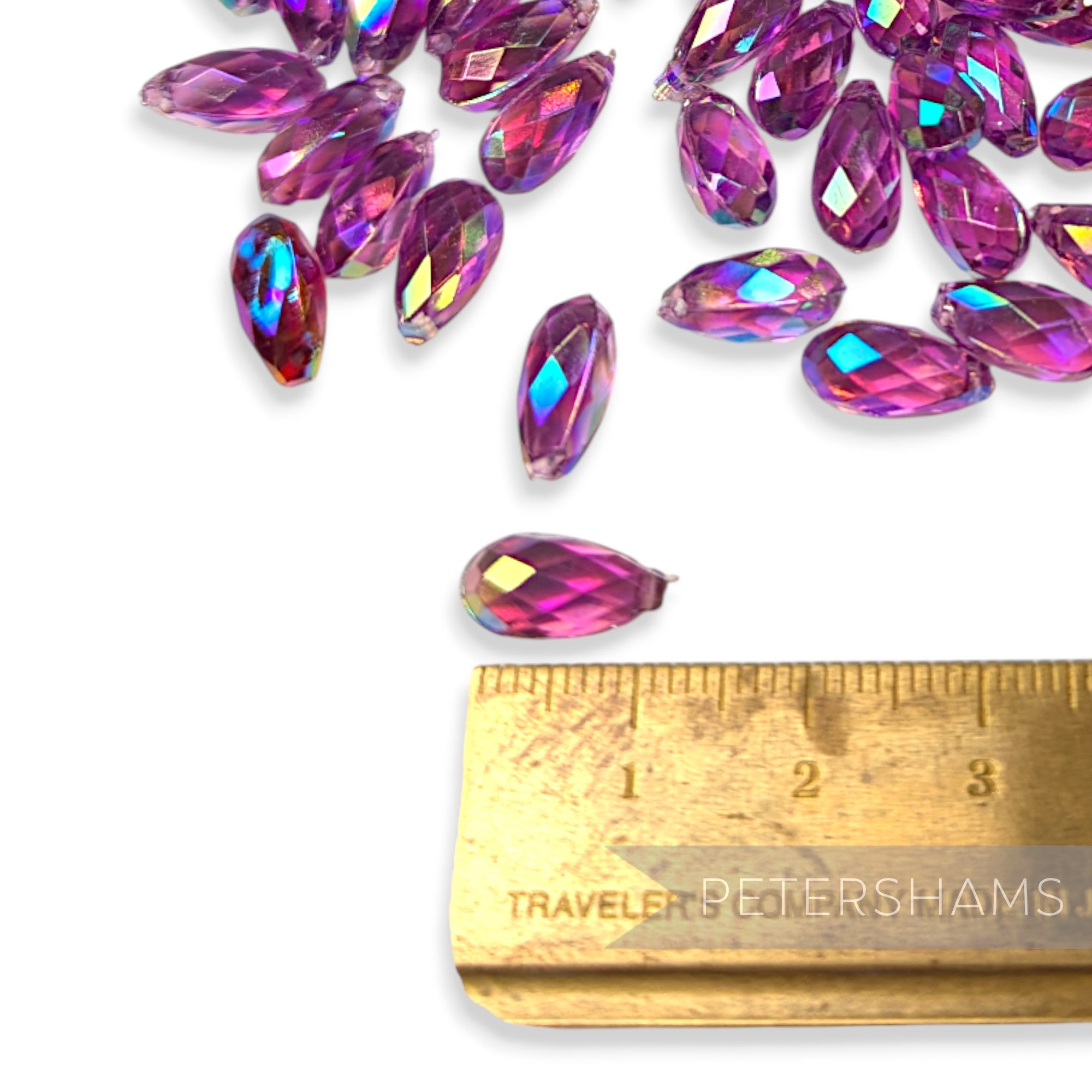 Vintage 1960/70's 10x6mm Rounded Faceted Teardrop Beads - Approx. 72 Pieces