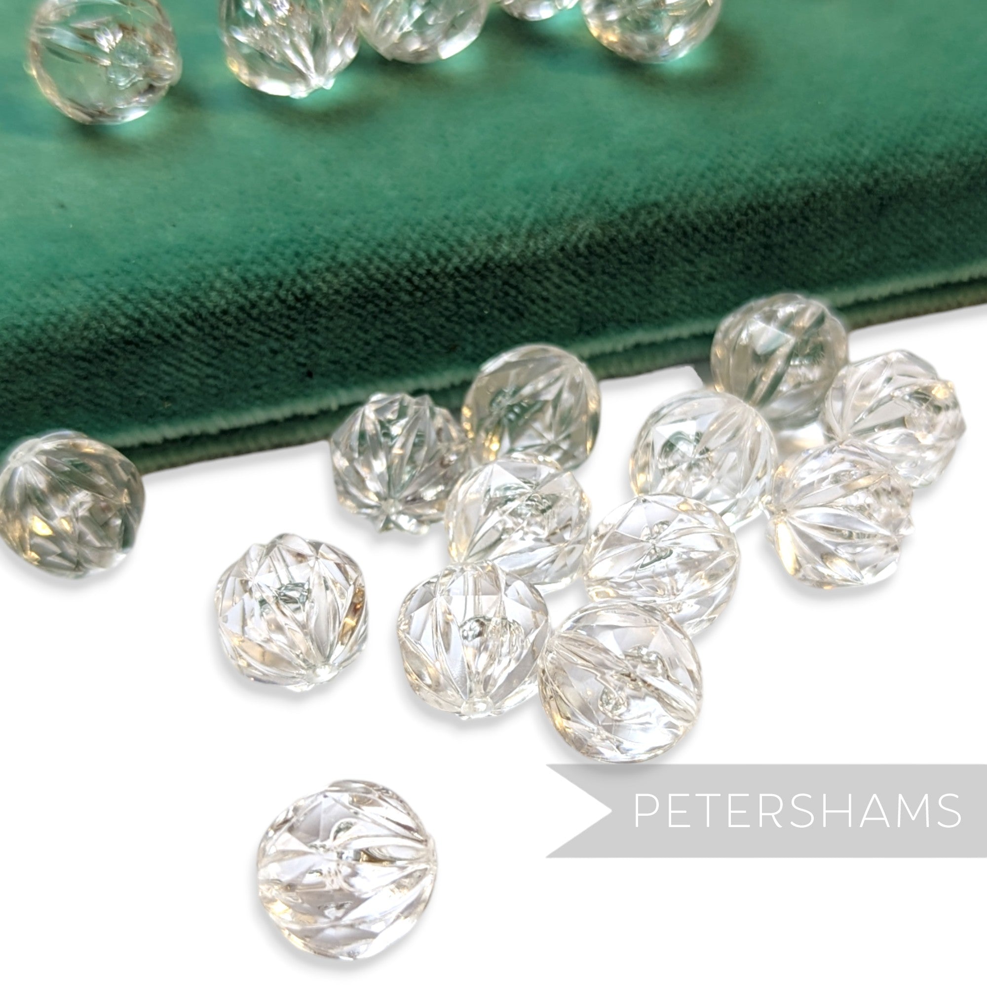13mm Vintage Clear Ridged Round Beads - 24 Pieces