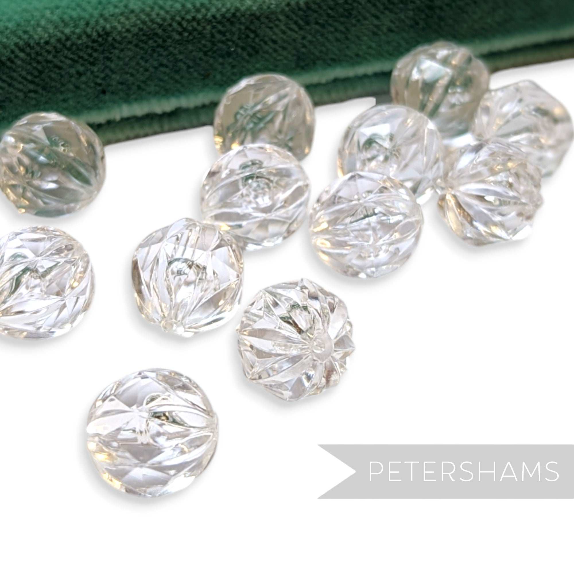 13mm Vintage Clear Ridged Round Beads - 24 Pieces
