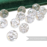 13mm Vintage Clear Ridged Round Beads - 24 Pieces
