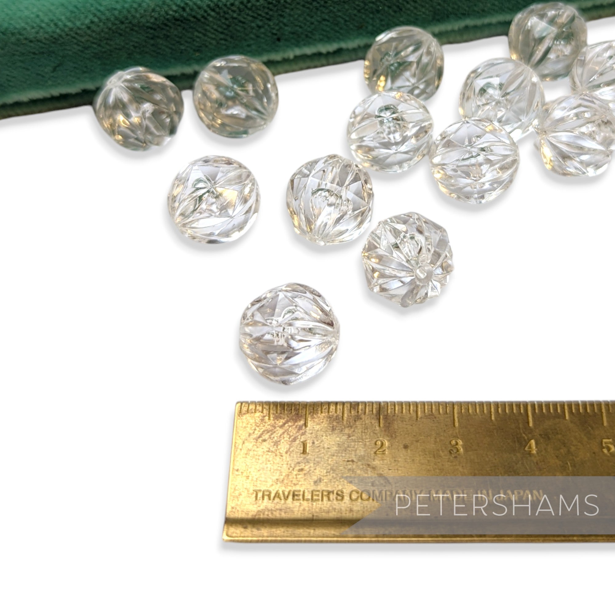 13mm Vintage Clear Ridged Round Beads - 24 Pieces